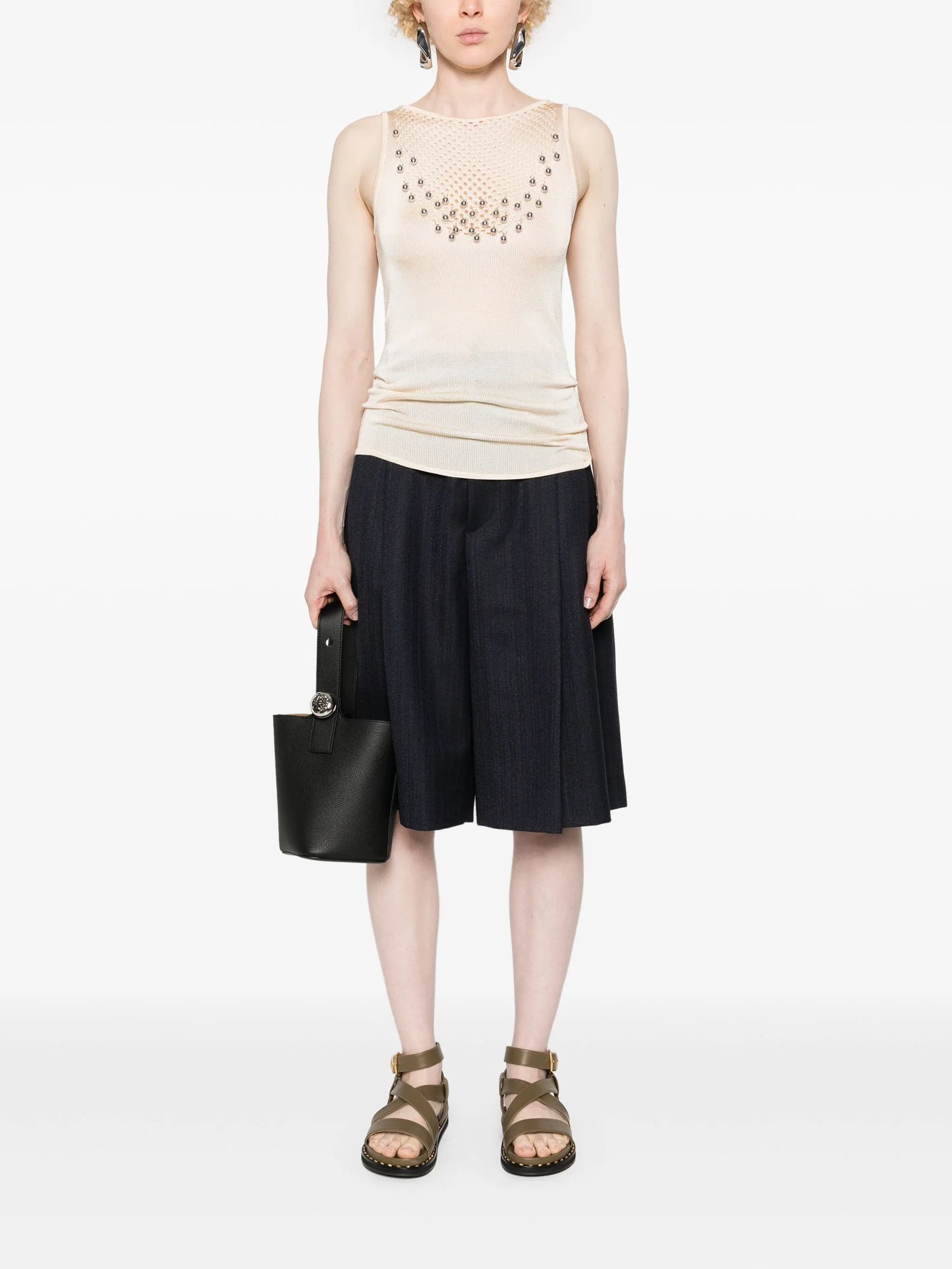 bead-embellished knitted top
