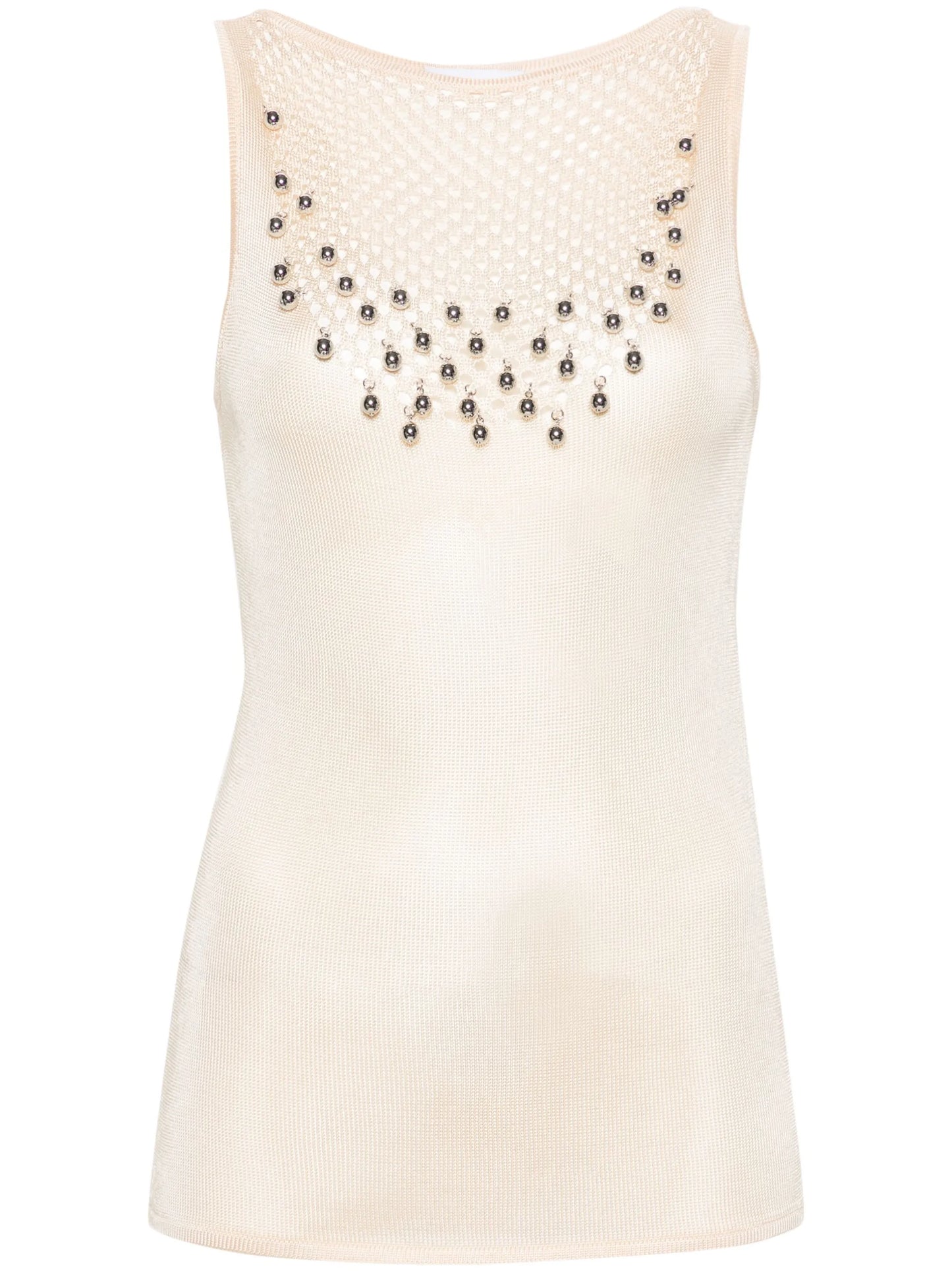 bead-embellished knitted top