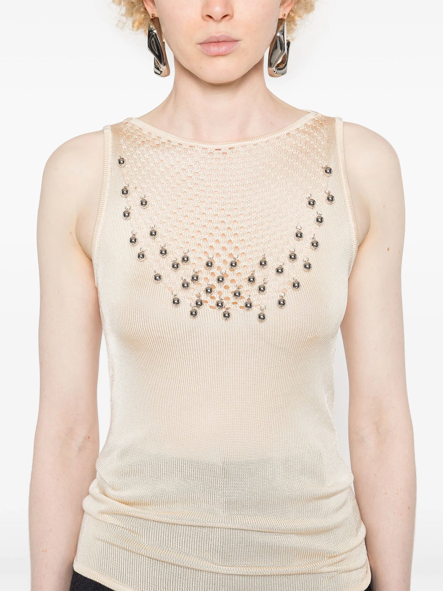 bead-embellished knitted top