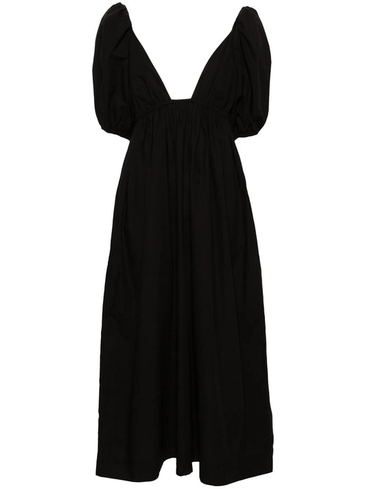 V-neck poplin midi dress