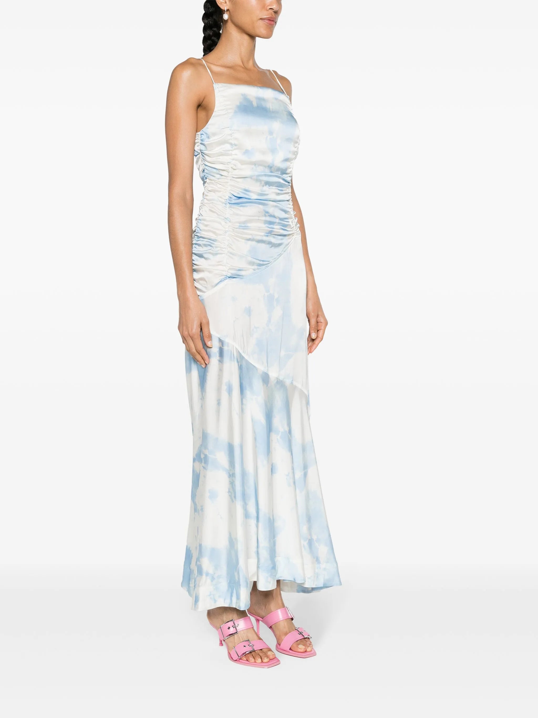 cloud-print satin maxi dress