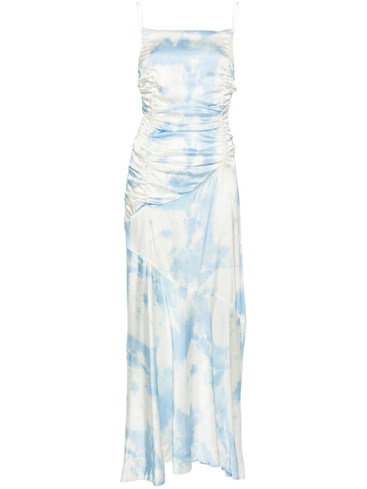 cloud-print satin maxi dress