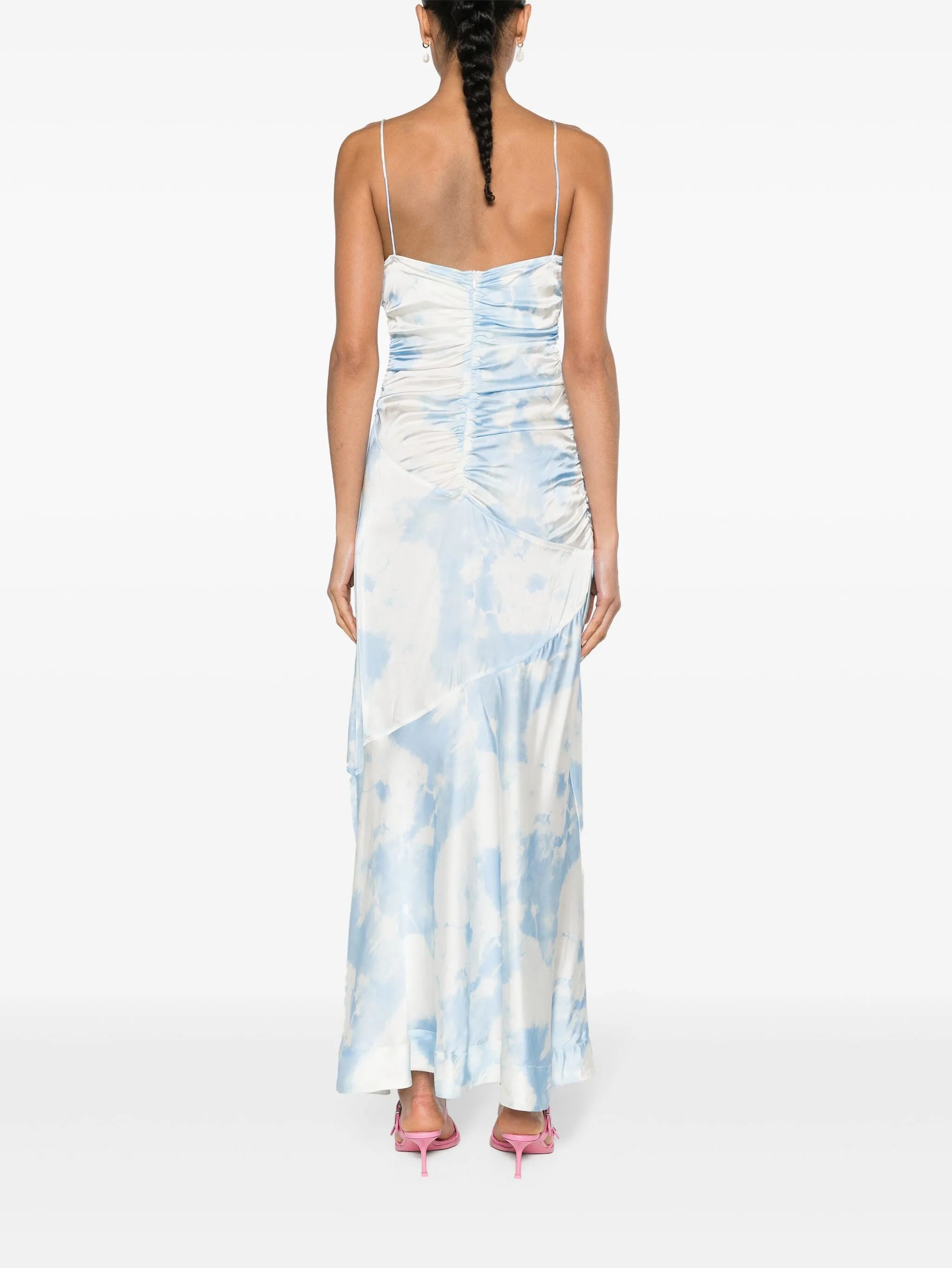cloud-print satin maxi dress