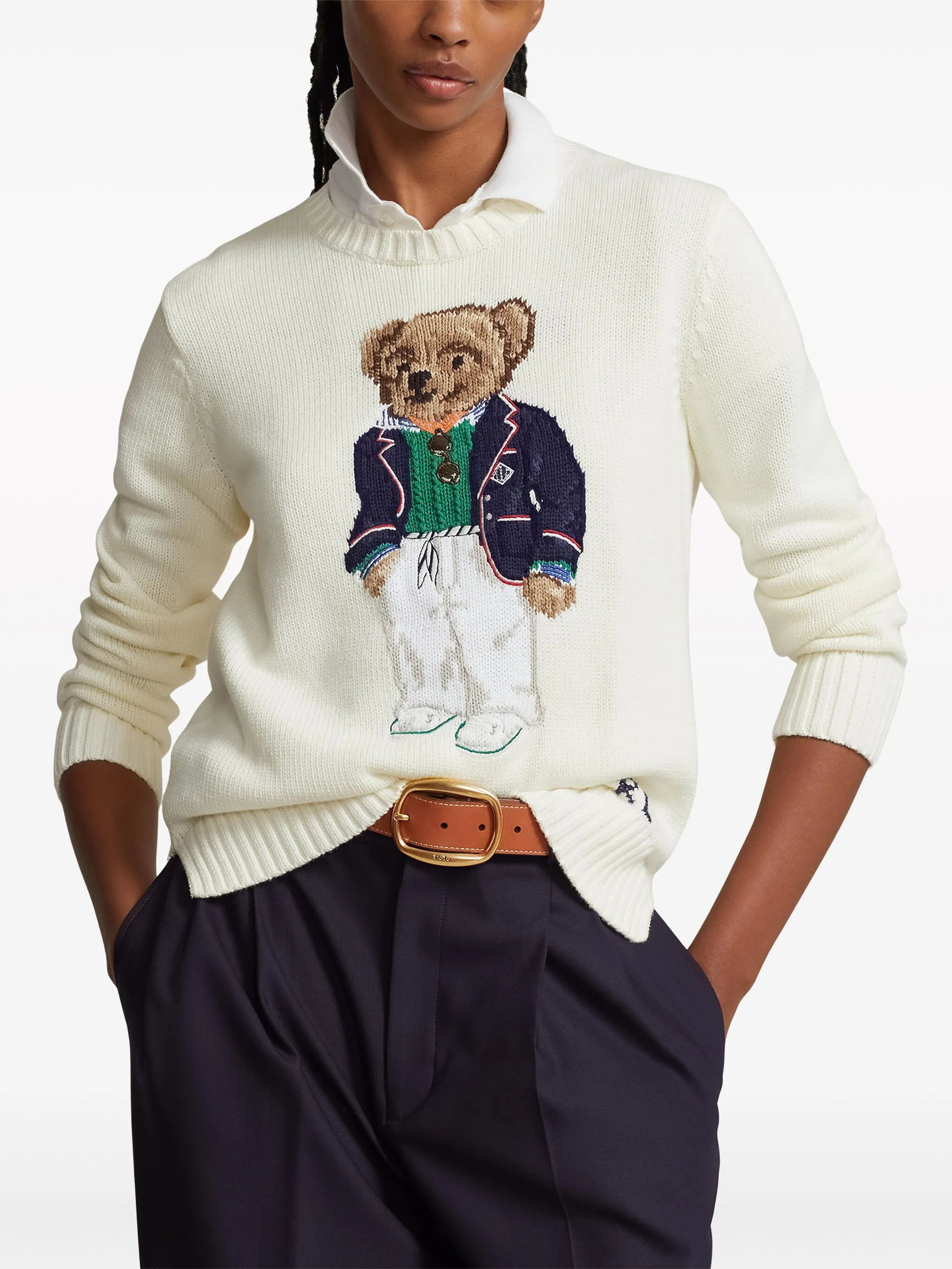 Polo-Bear-motif cotton jumper