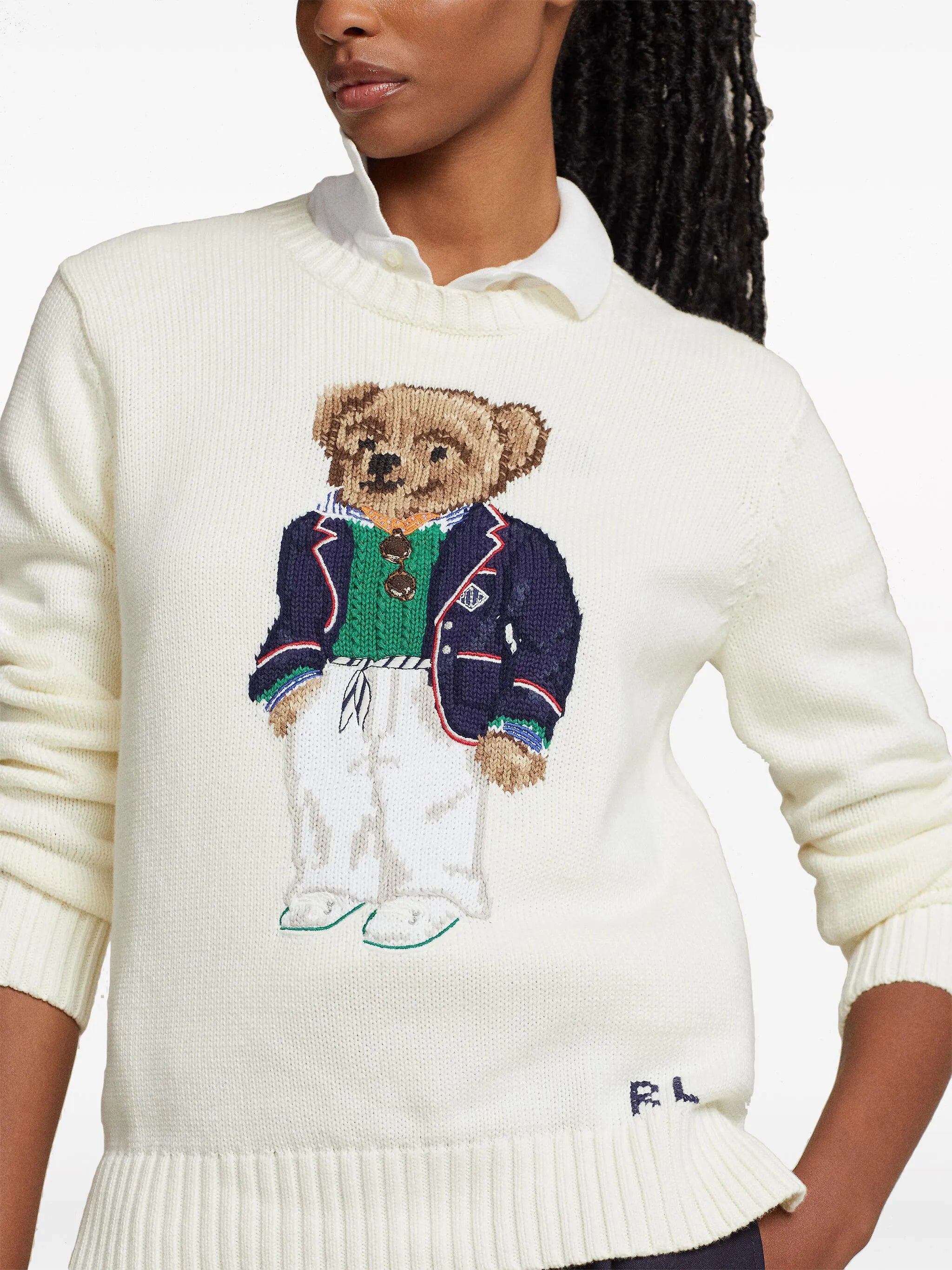 Polo-Bear-motif cotton jumper