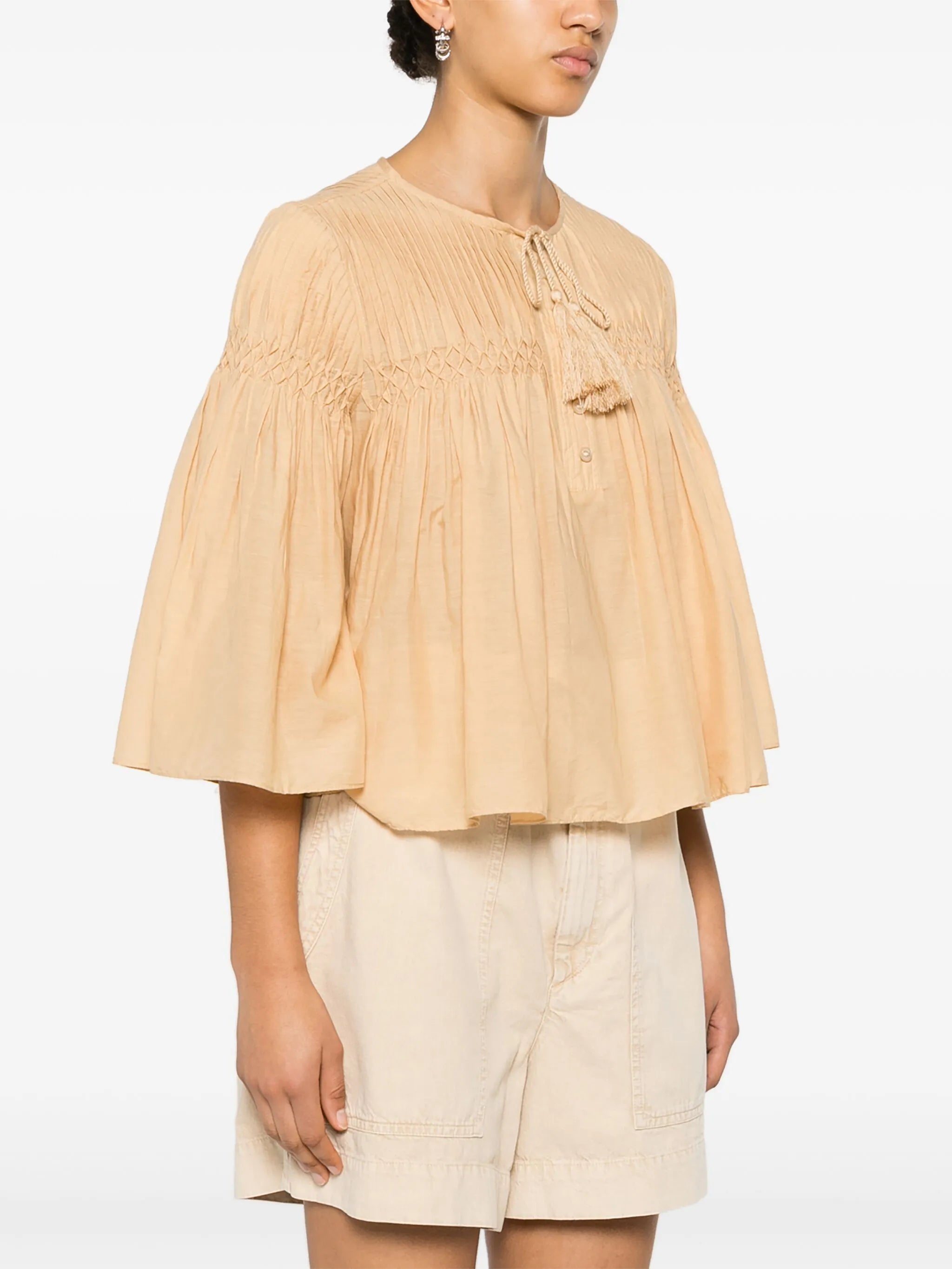 Axeliana pintuck-detail blouse