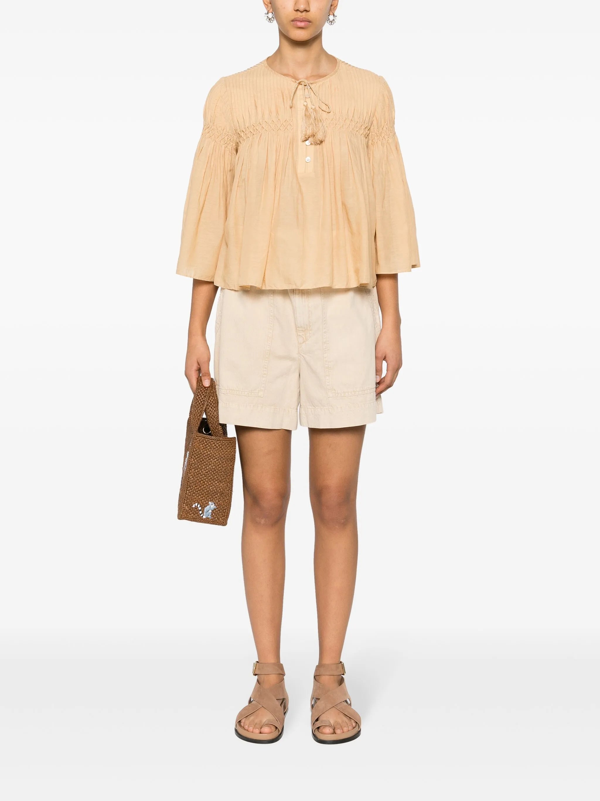 Axeliana pintuck-detail blouse