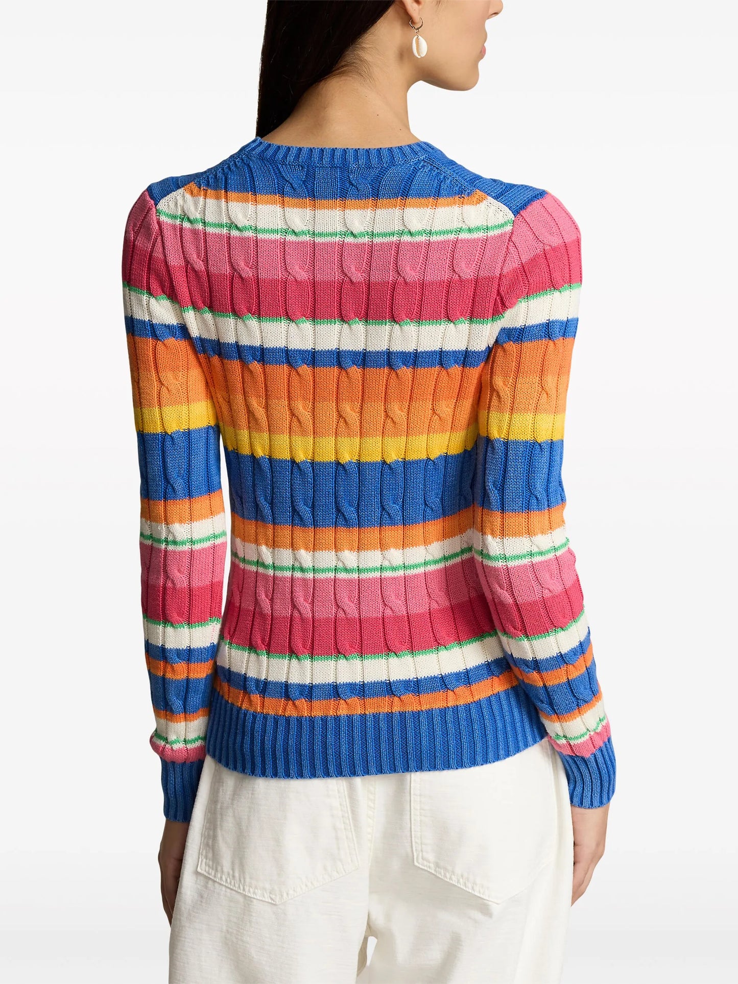 striped cable-knit jumper