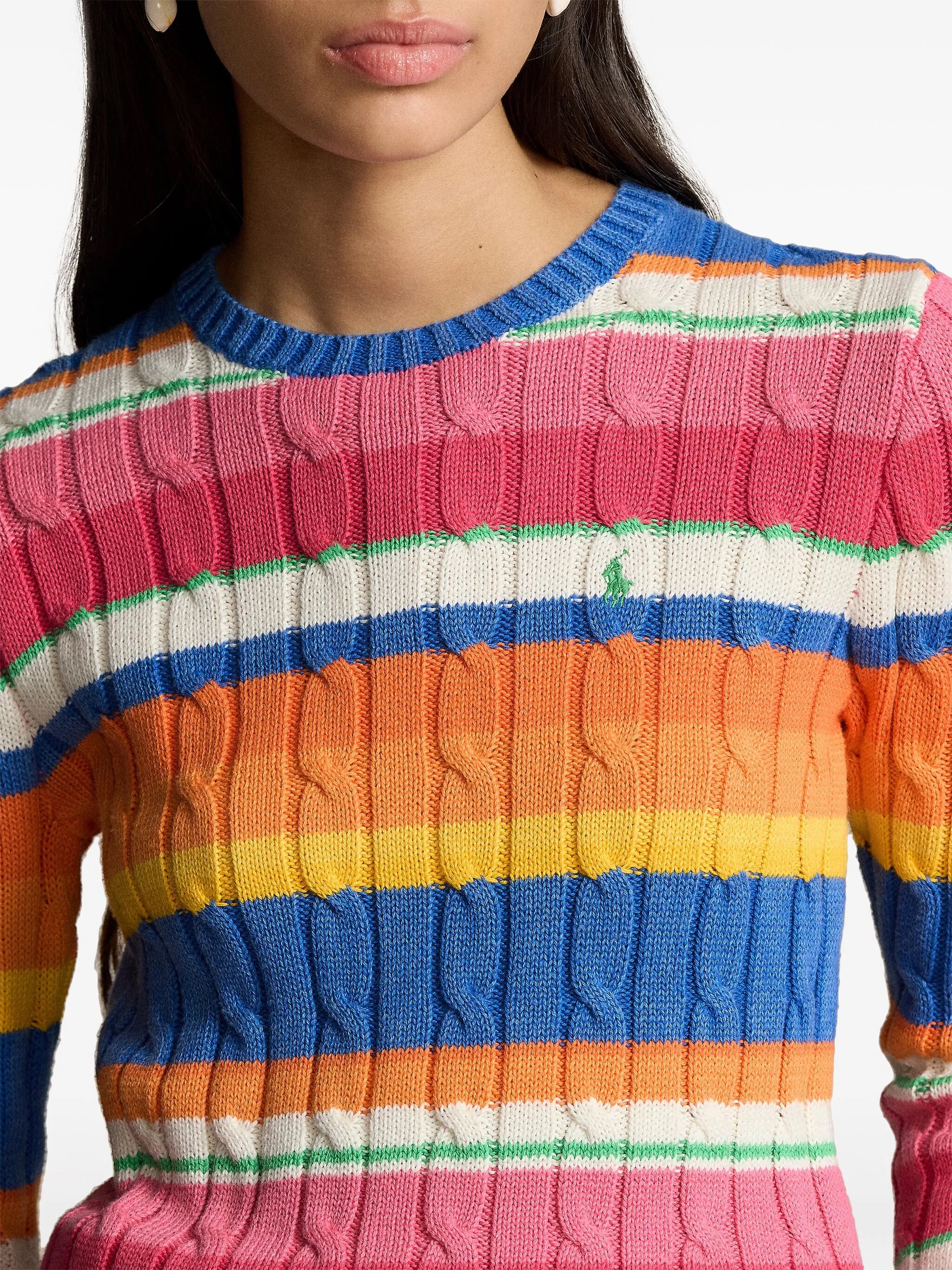 striped cable-knit jumper