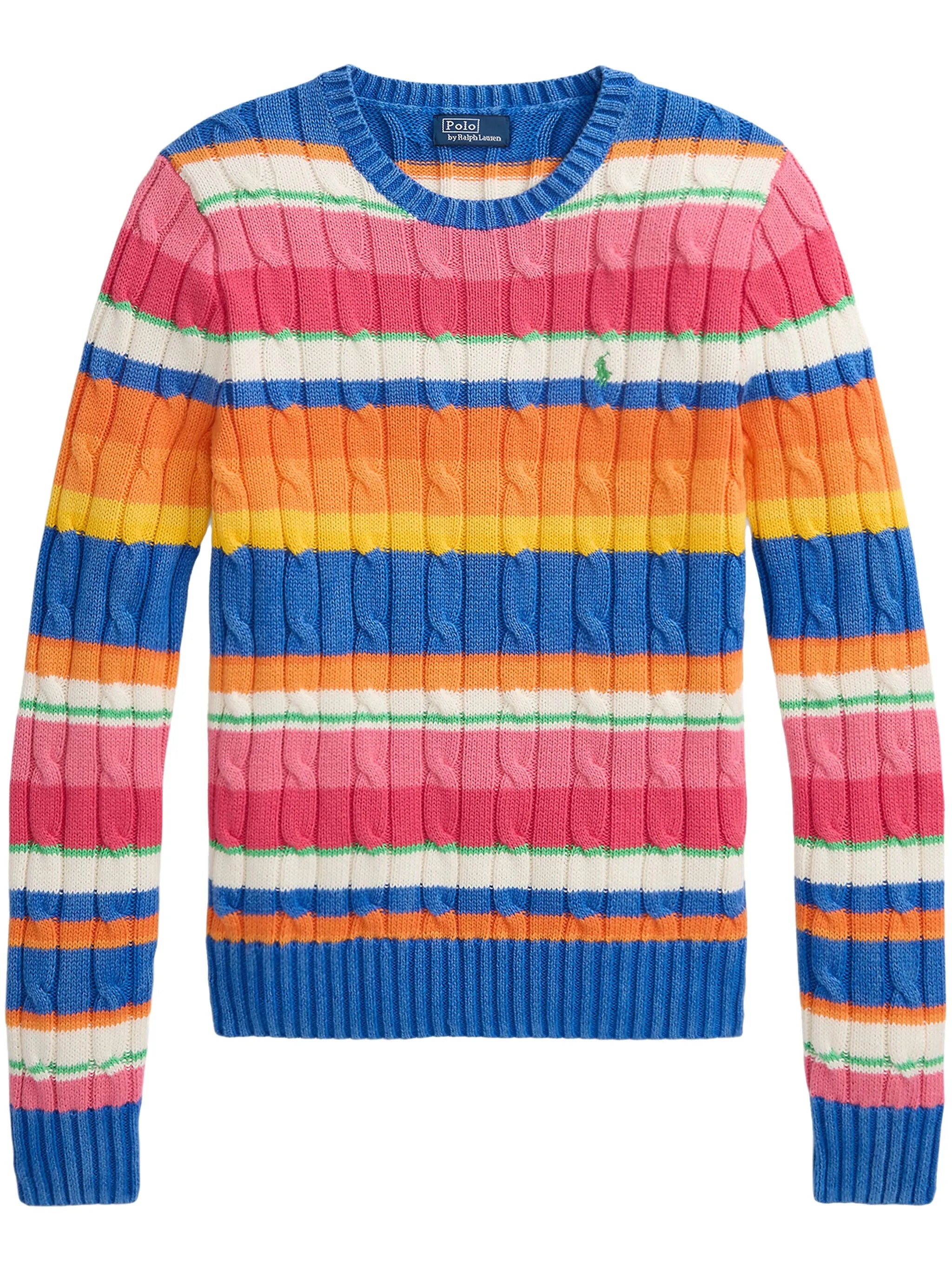 striped cable-knit jumper