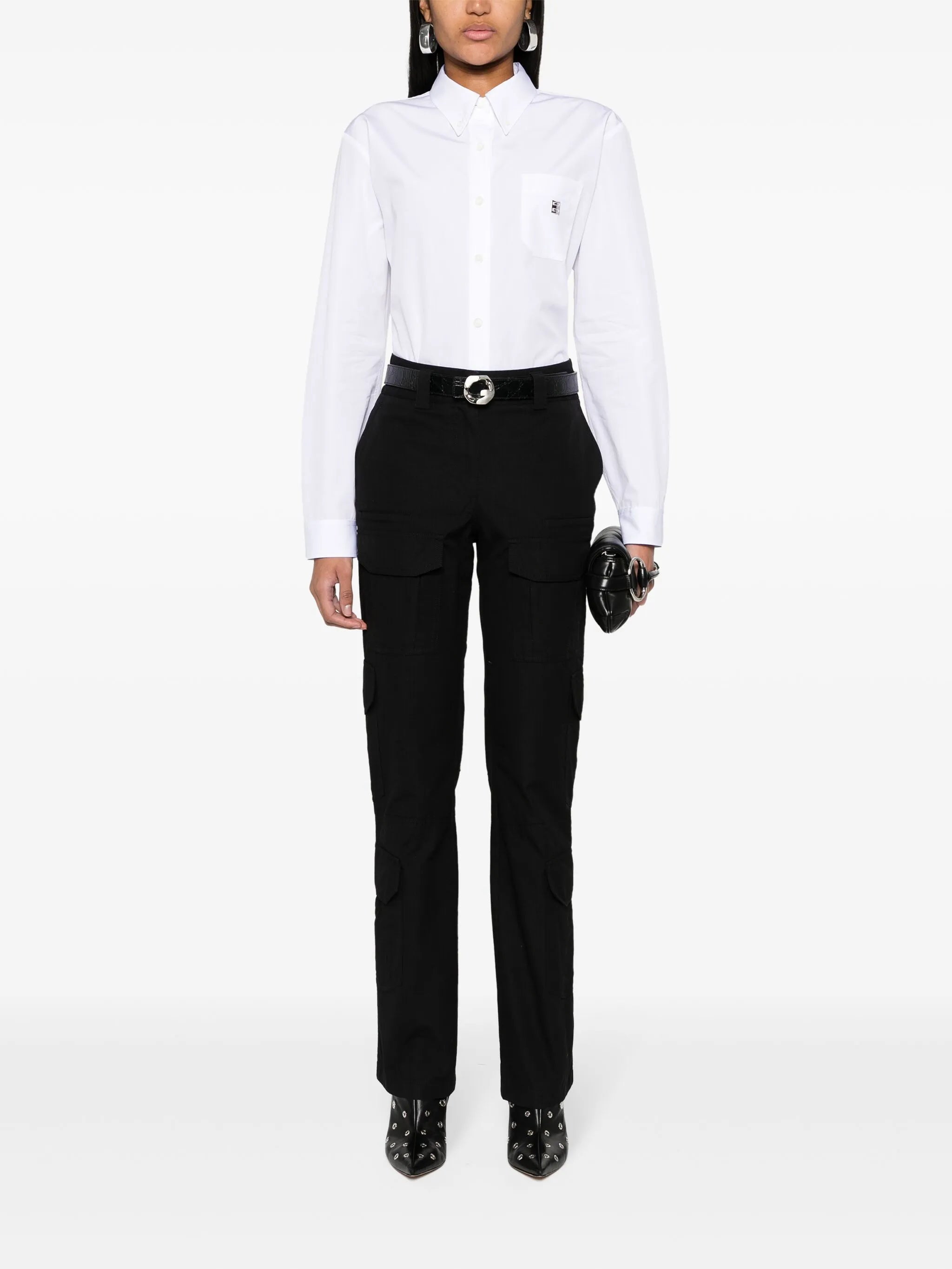 fine-check-pattern cargo trousers