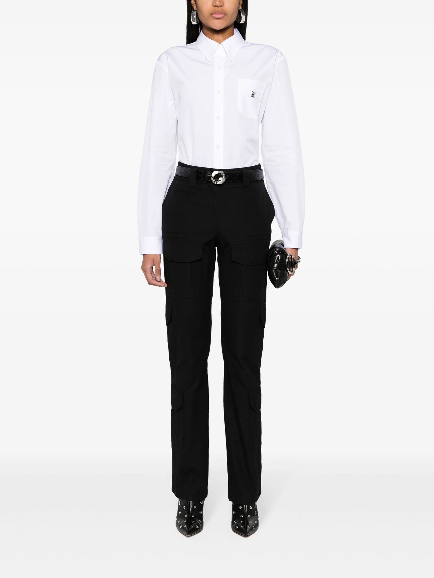 fine-check-pattern cargo trousers