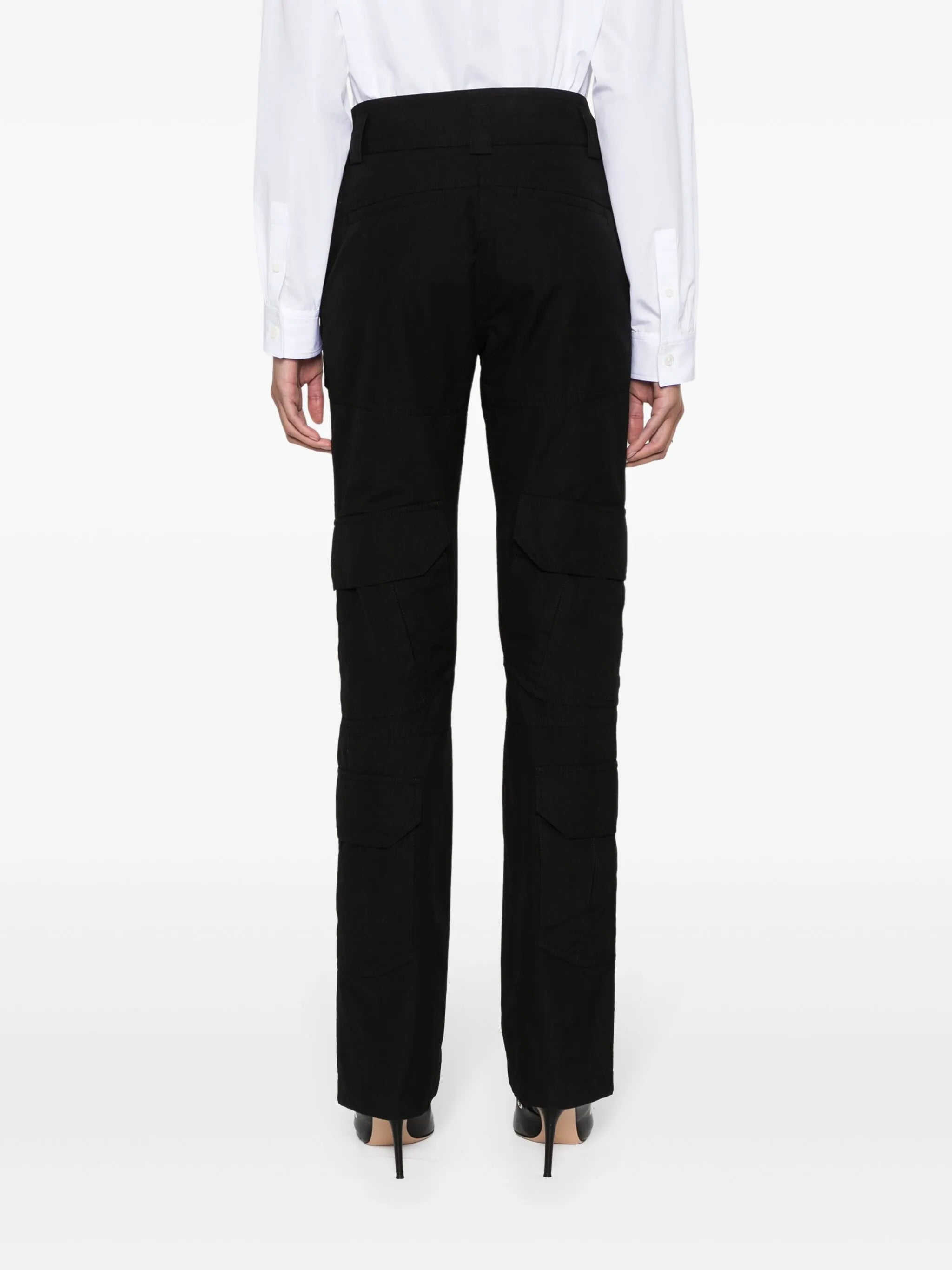 fine-check-pattern cargo trousers