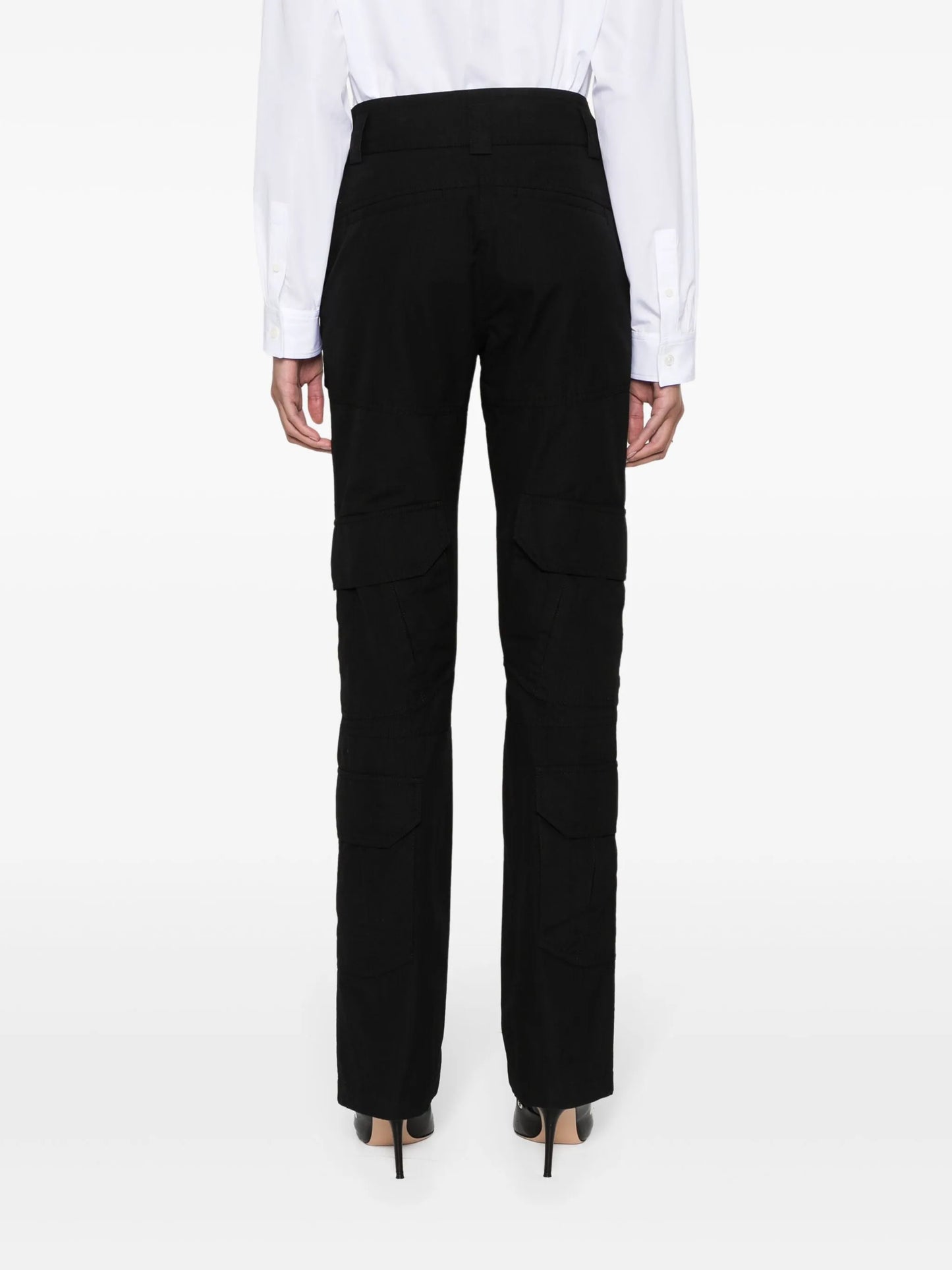 fine-check-pattern cargo trousers
