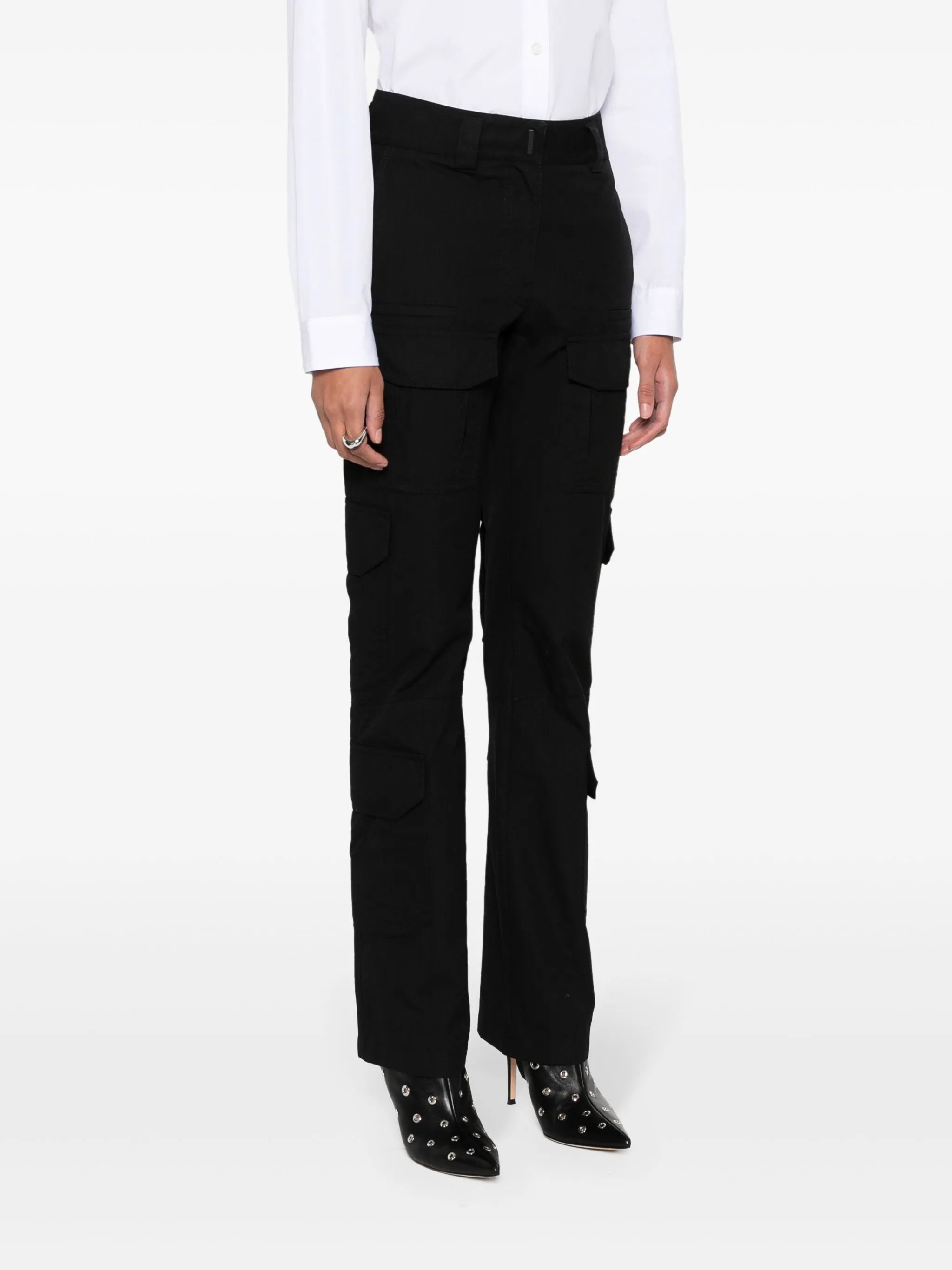 fine-check-pattern cargo trousers