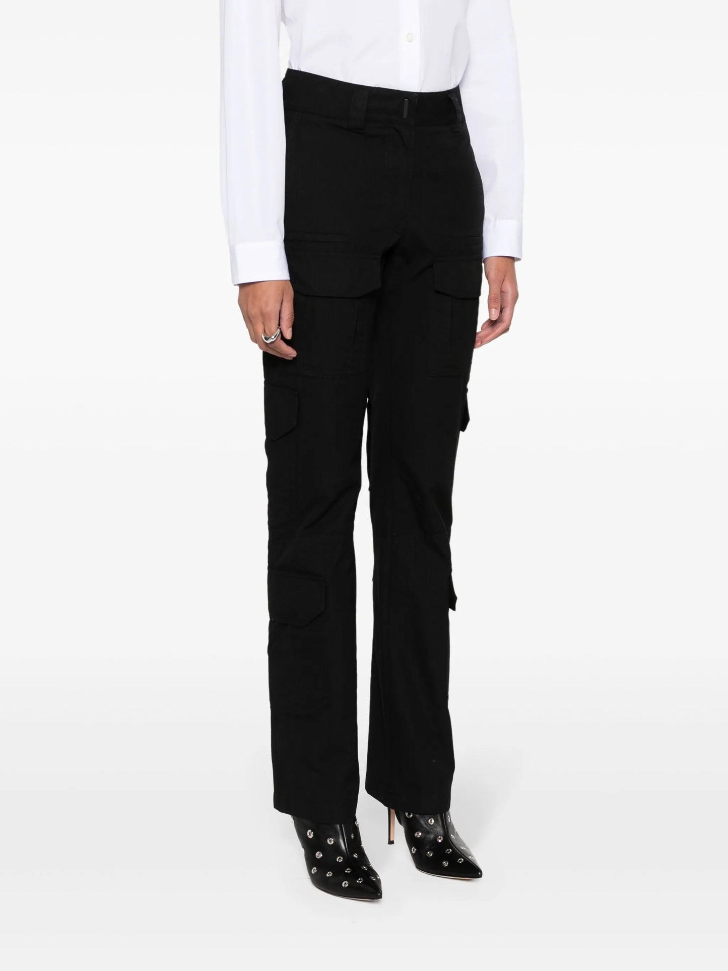 fine-check-pattern cargo trousers