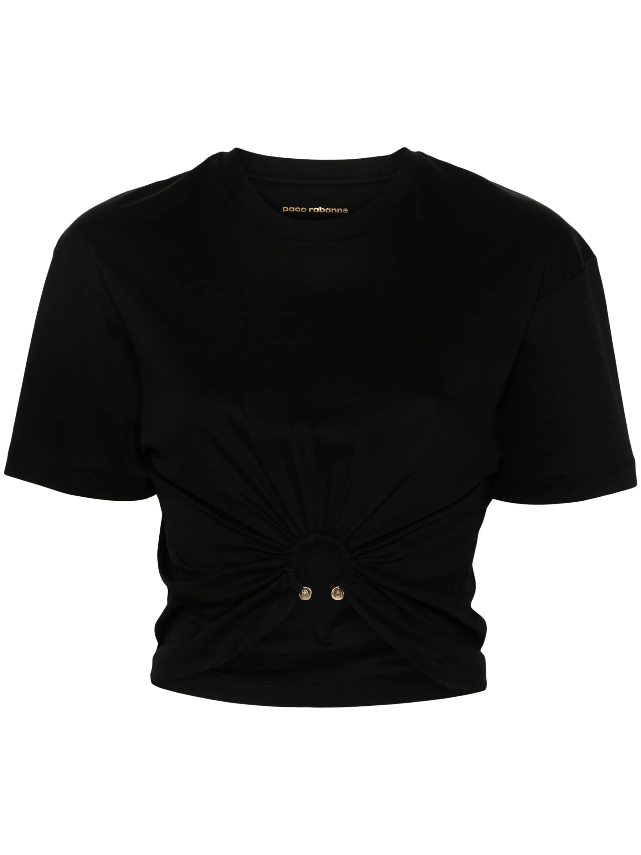 T-shirt in black cotton with signature piercing detail