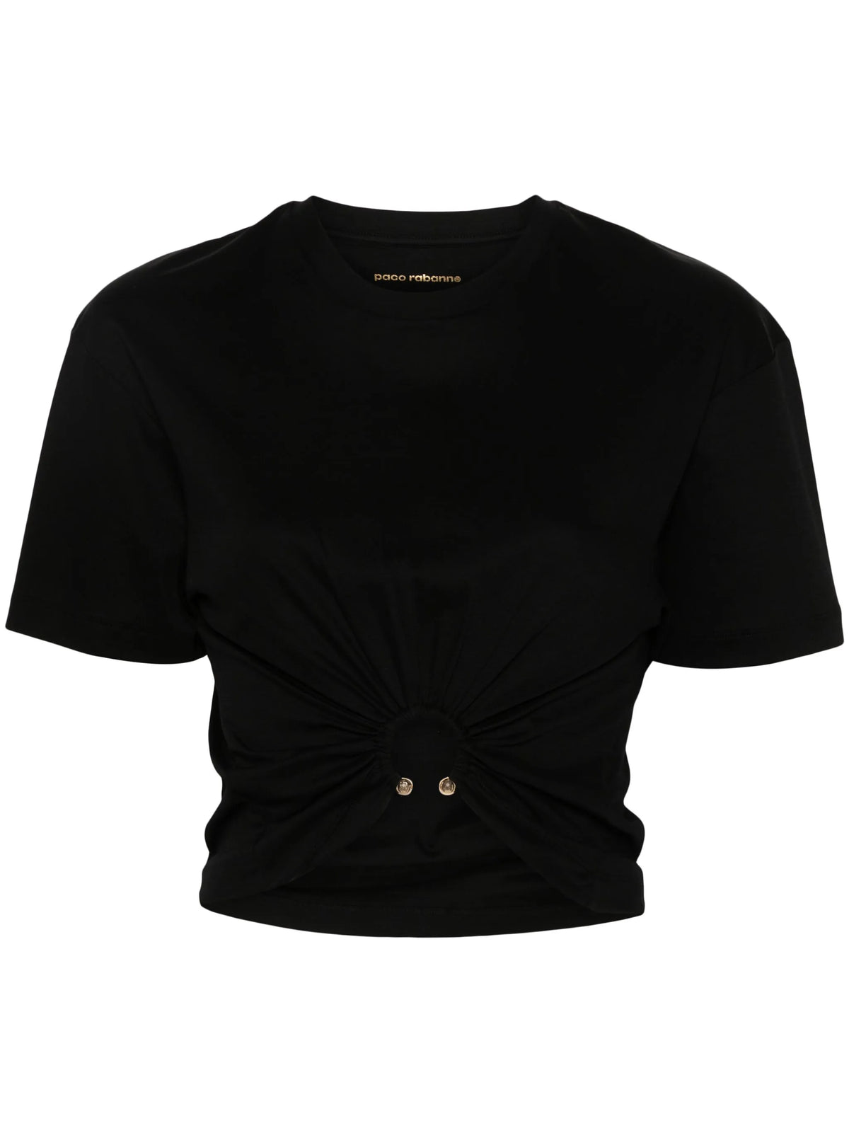 T-shirt in black cotton with signature piercing detail