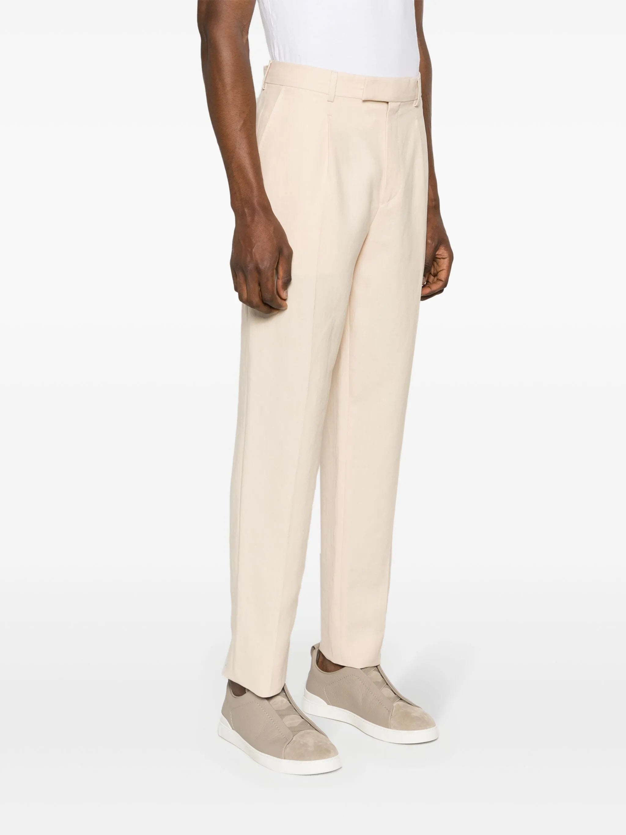 Oasi tapered-leg linen trousers