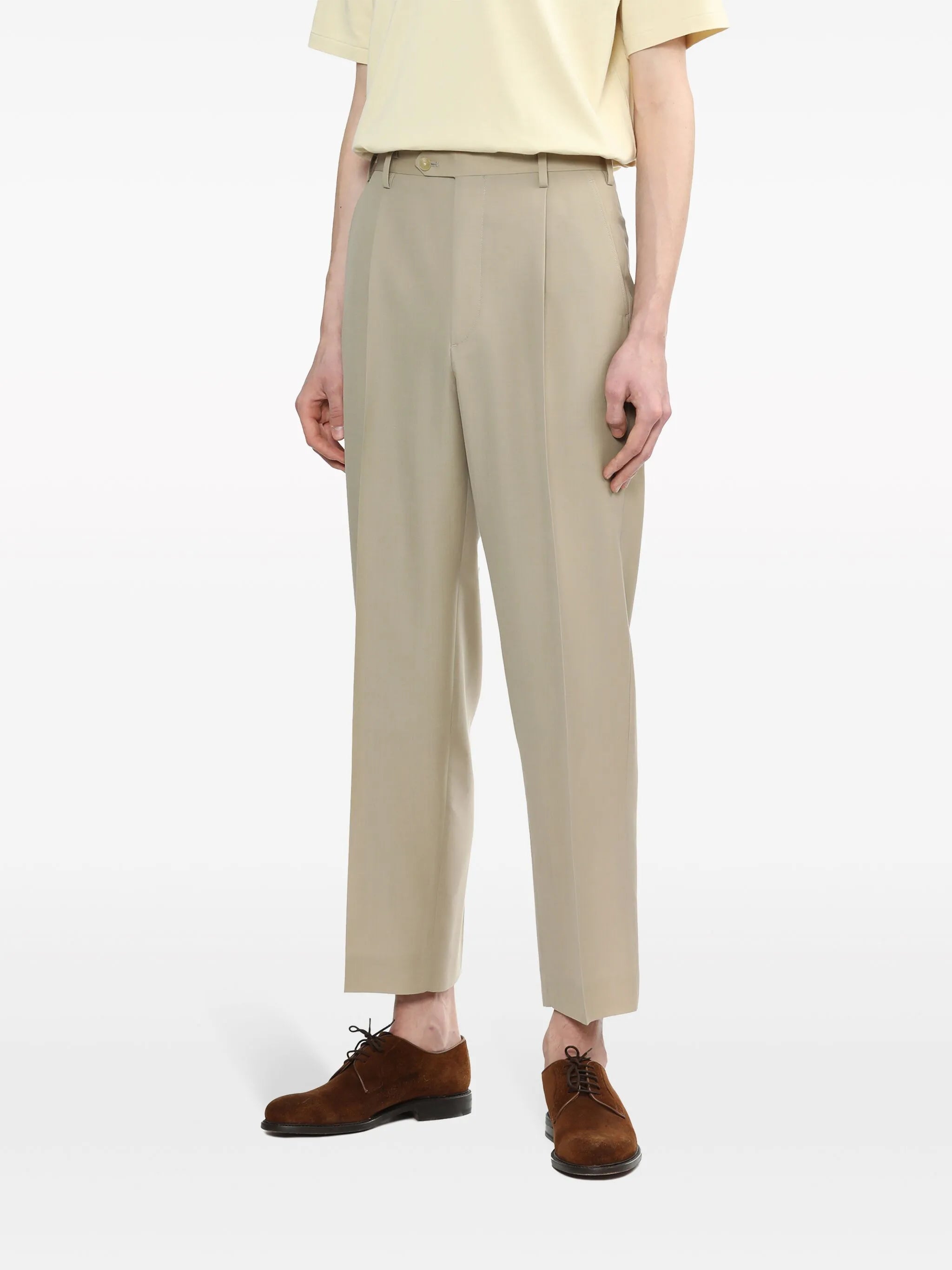 Tropical wool-mohair cropped trousers