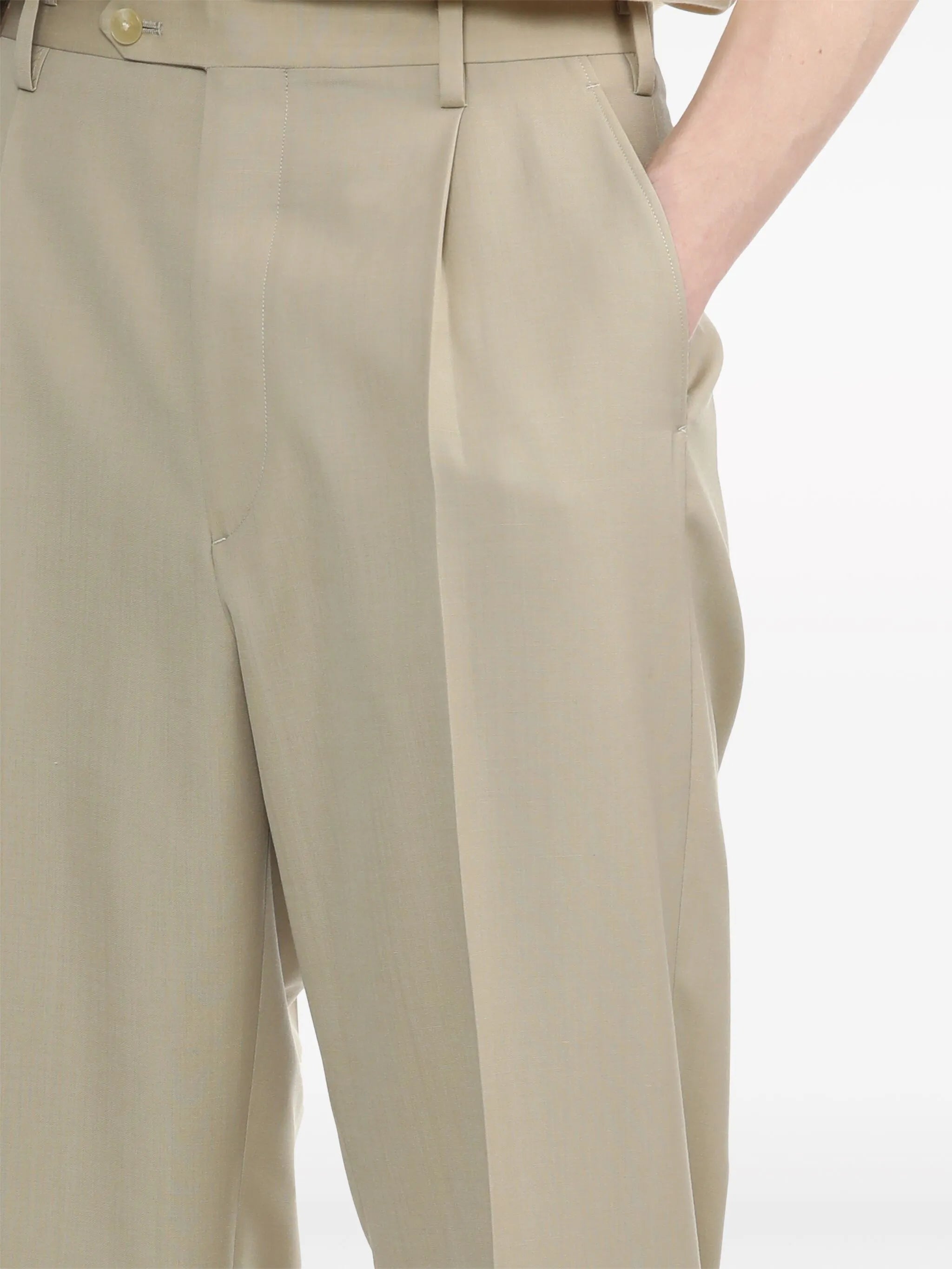 Tropical wool-mohair cropped trousers