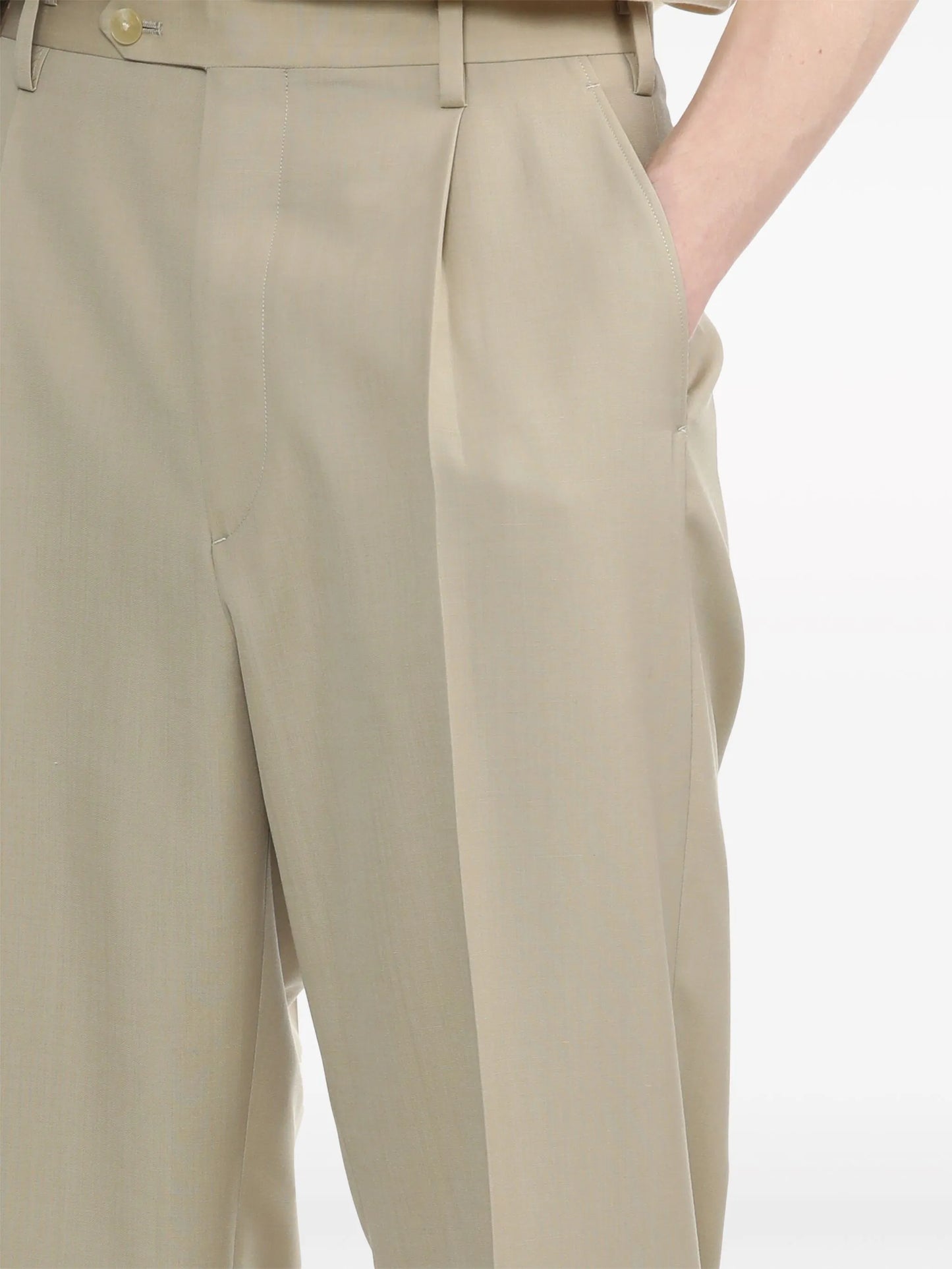 Tropical wool-mohair cropped trousers