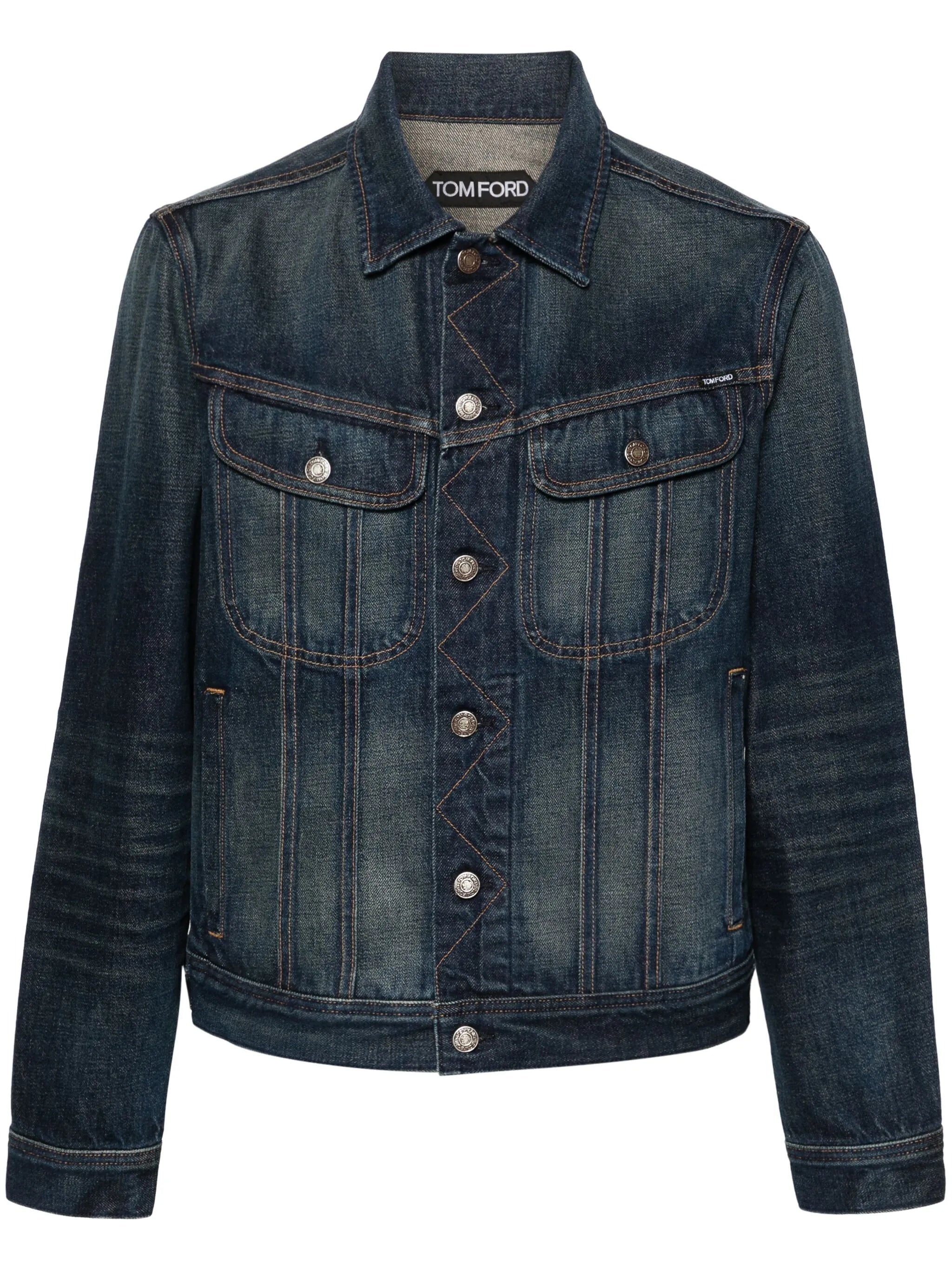 contrast-stitching denim jacket