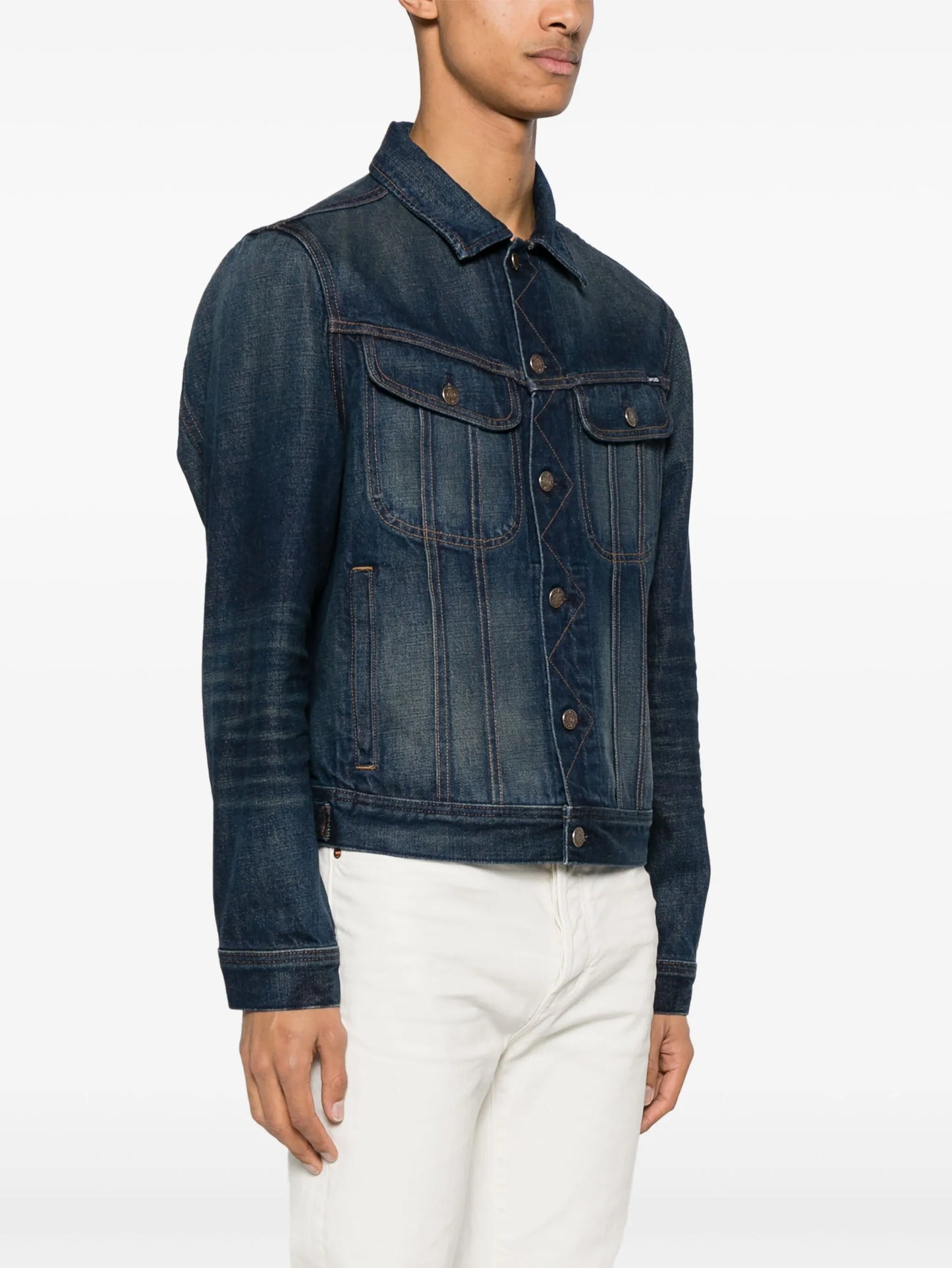 contrast-stitching denim jacket