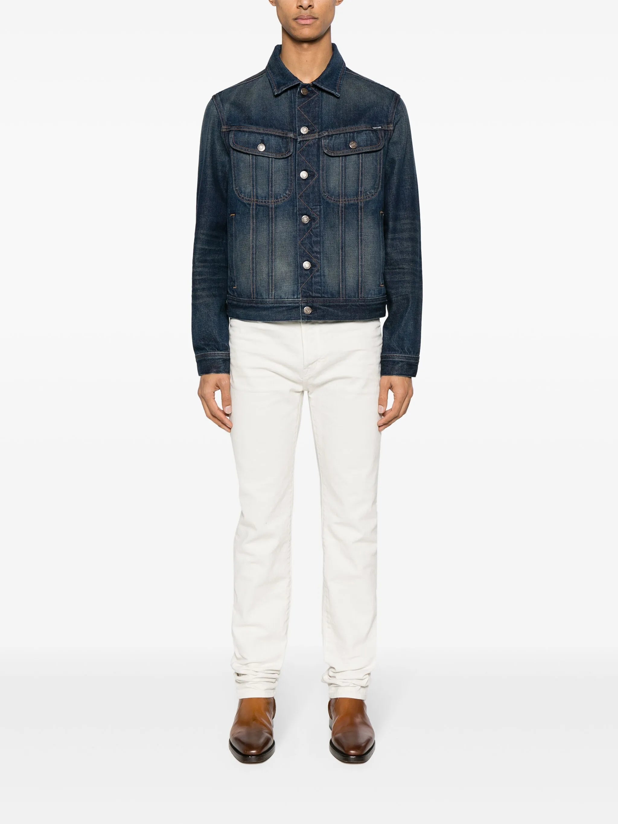contrast-stitching denim jacket