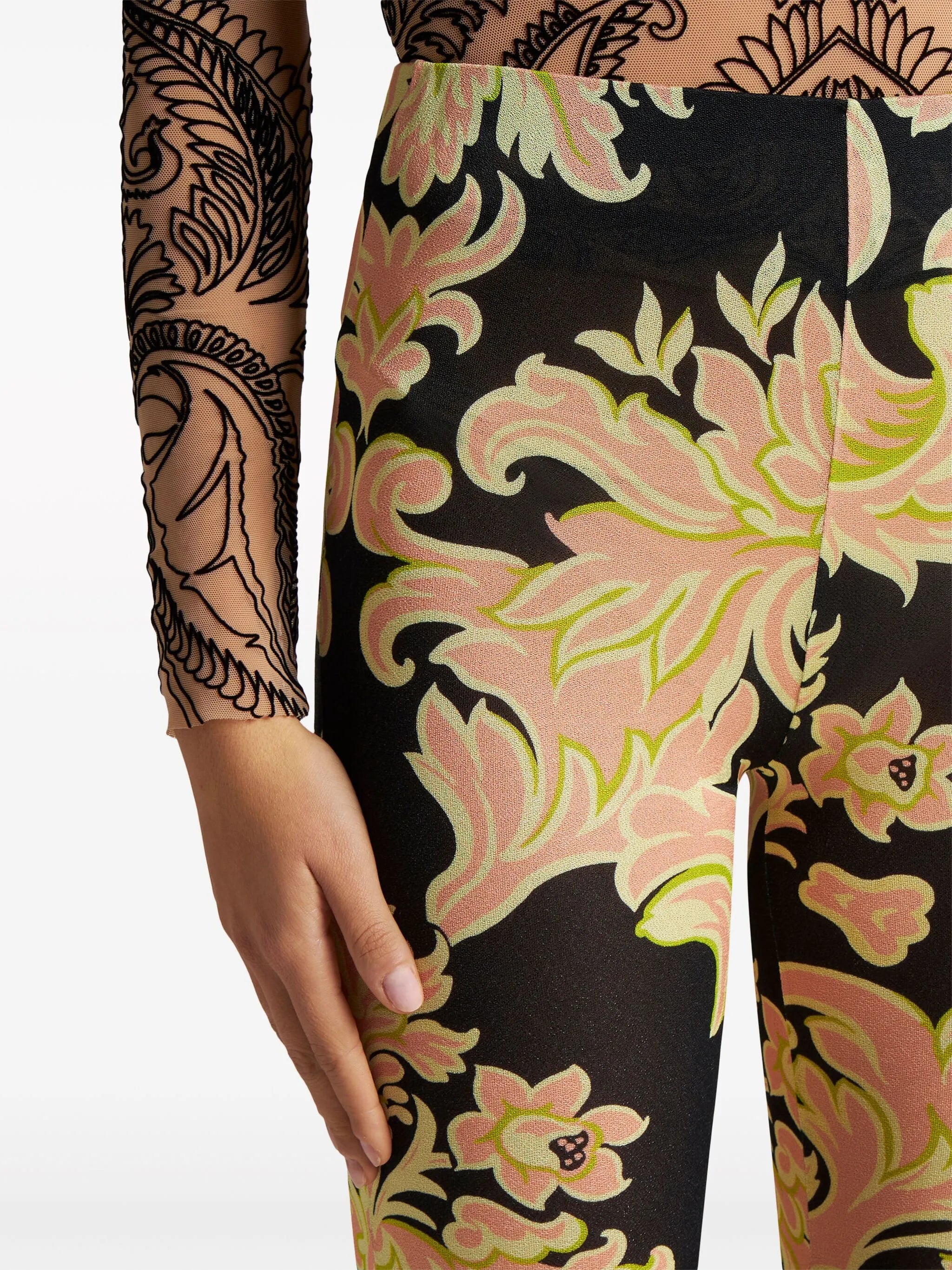 floral-print high-waisted trousers