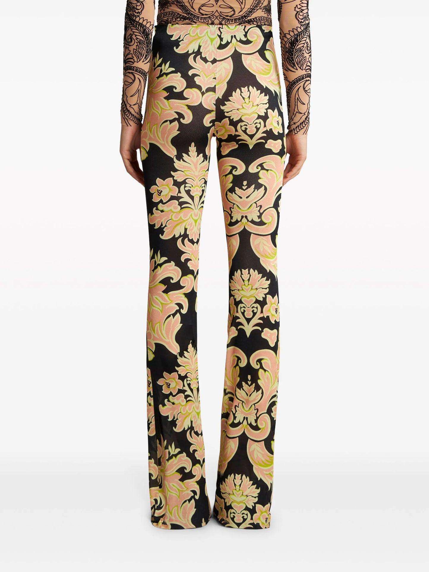 floral-print high-waisted trousers
