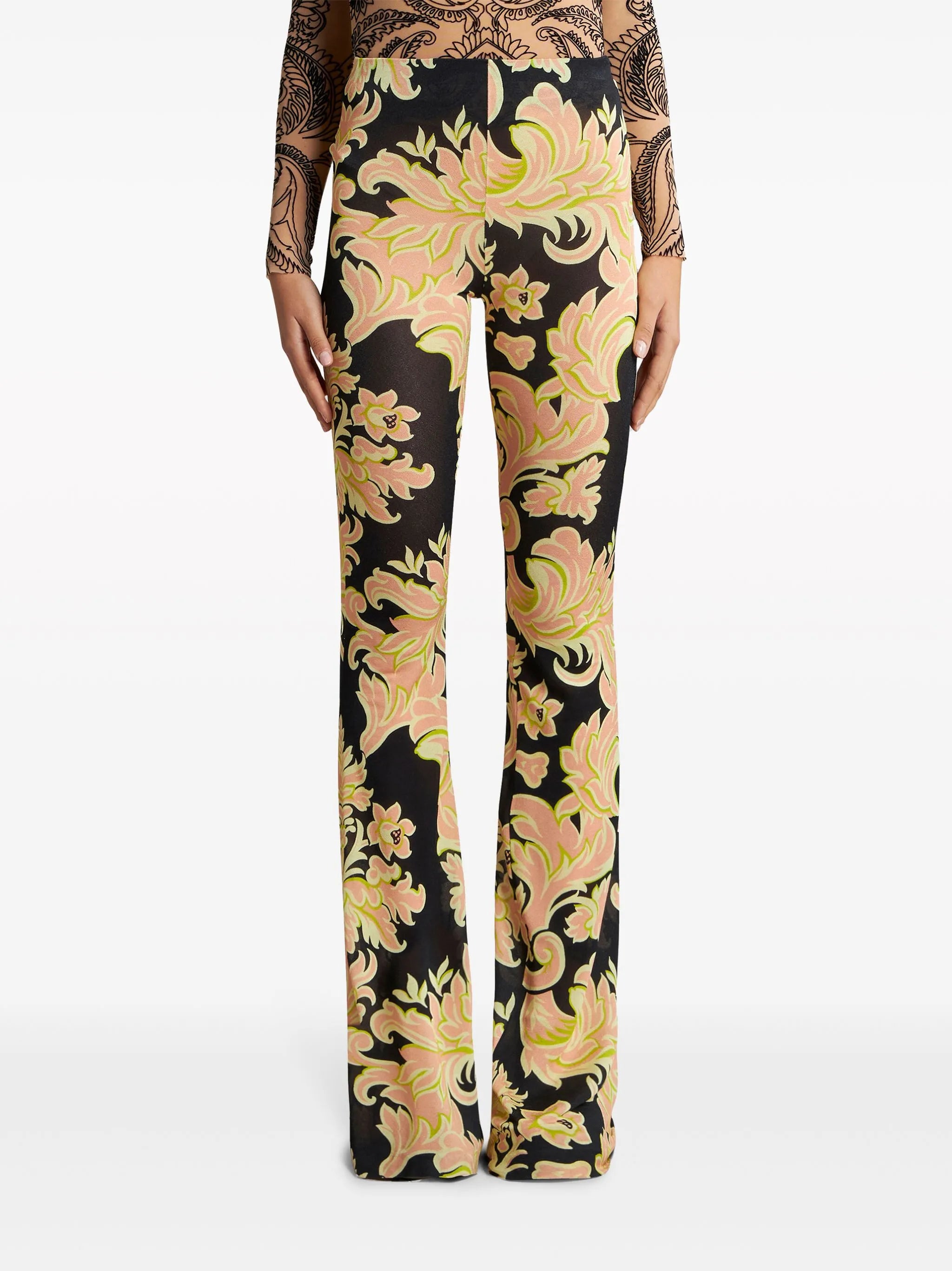 floral-print high-waisted trousers