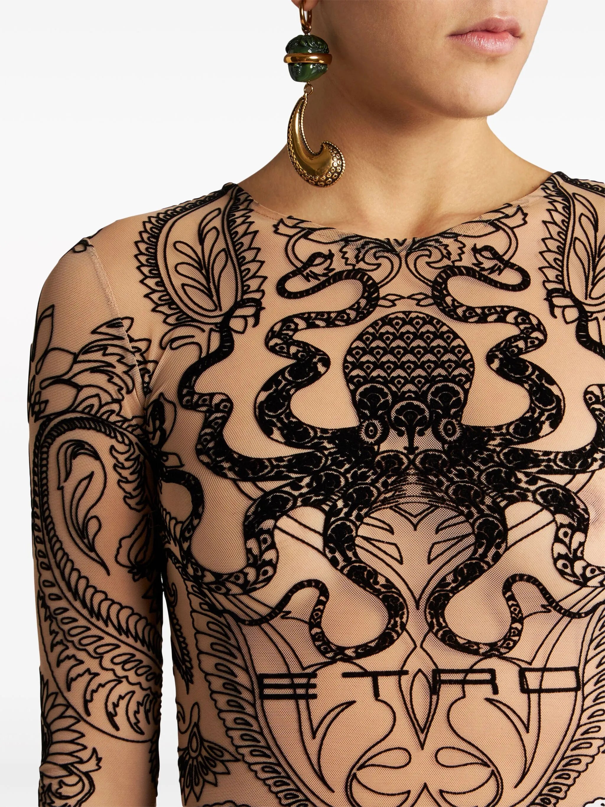flocked sheer top