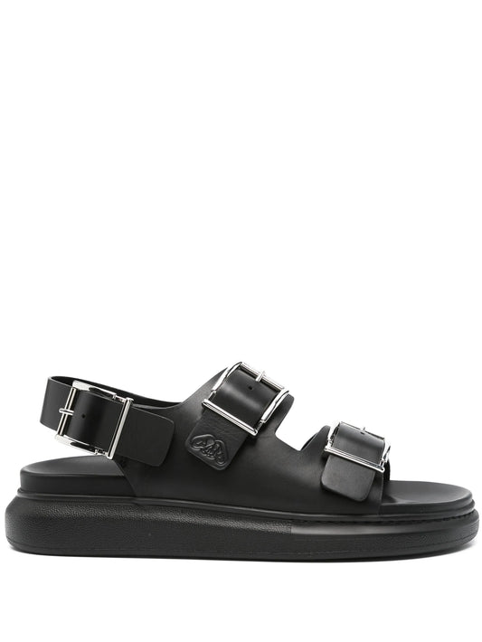 logo-debossed leather sandals