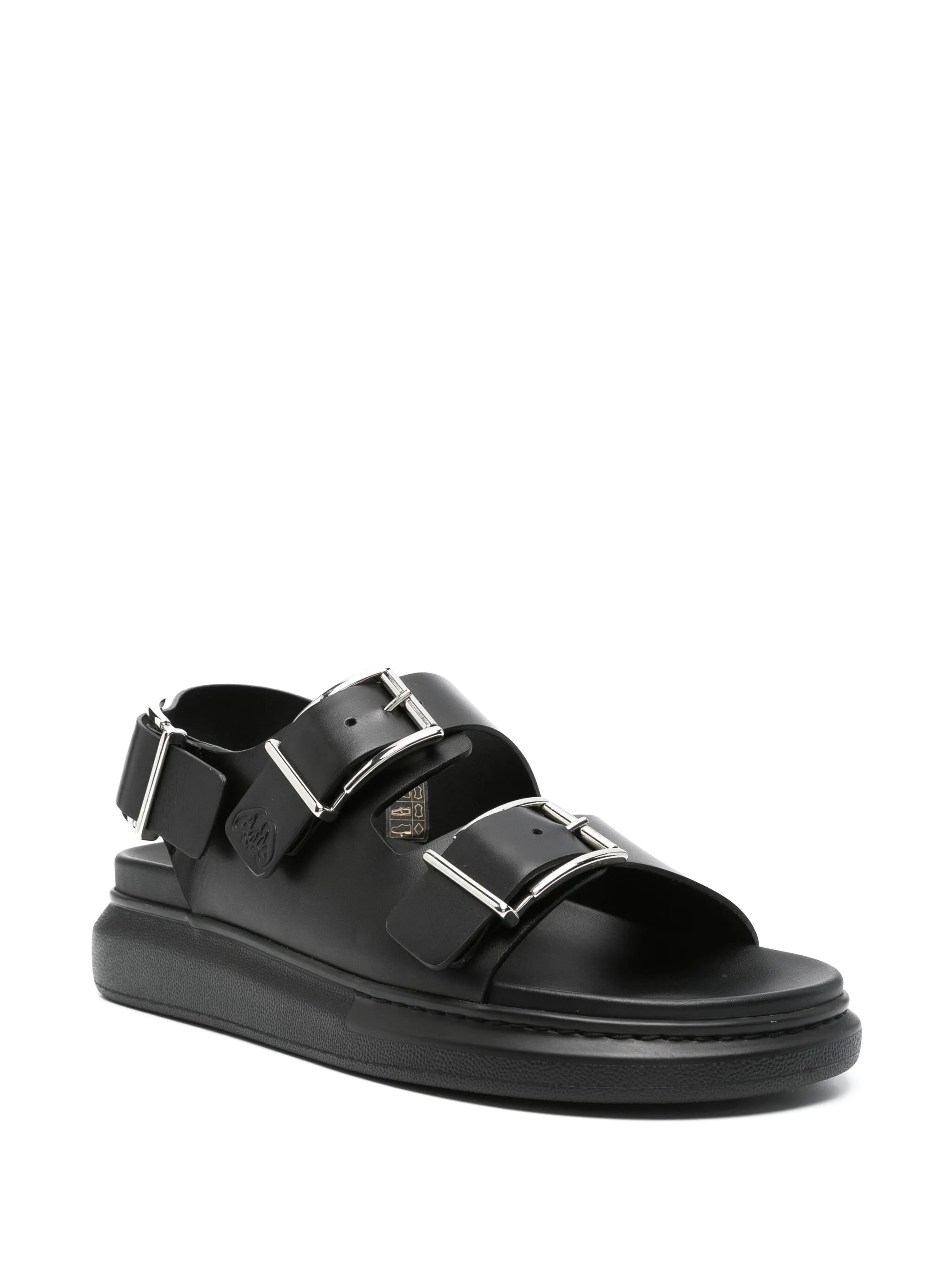 logo-debossed leather sandals