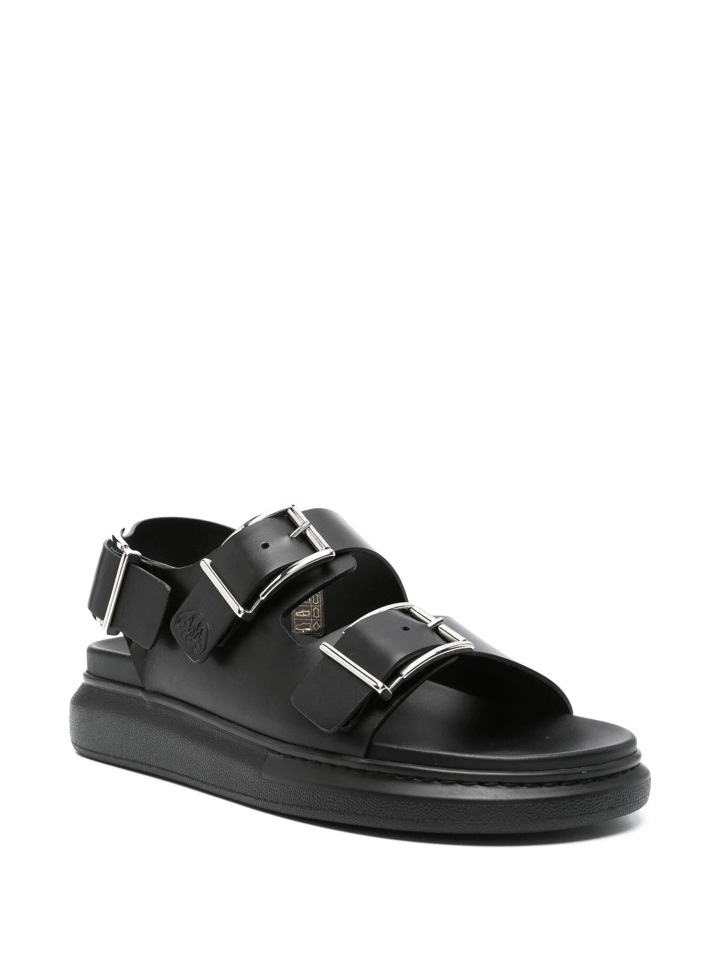 logo-debossed leather sandals
