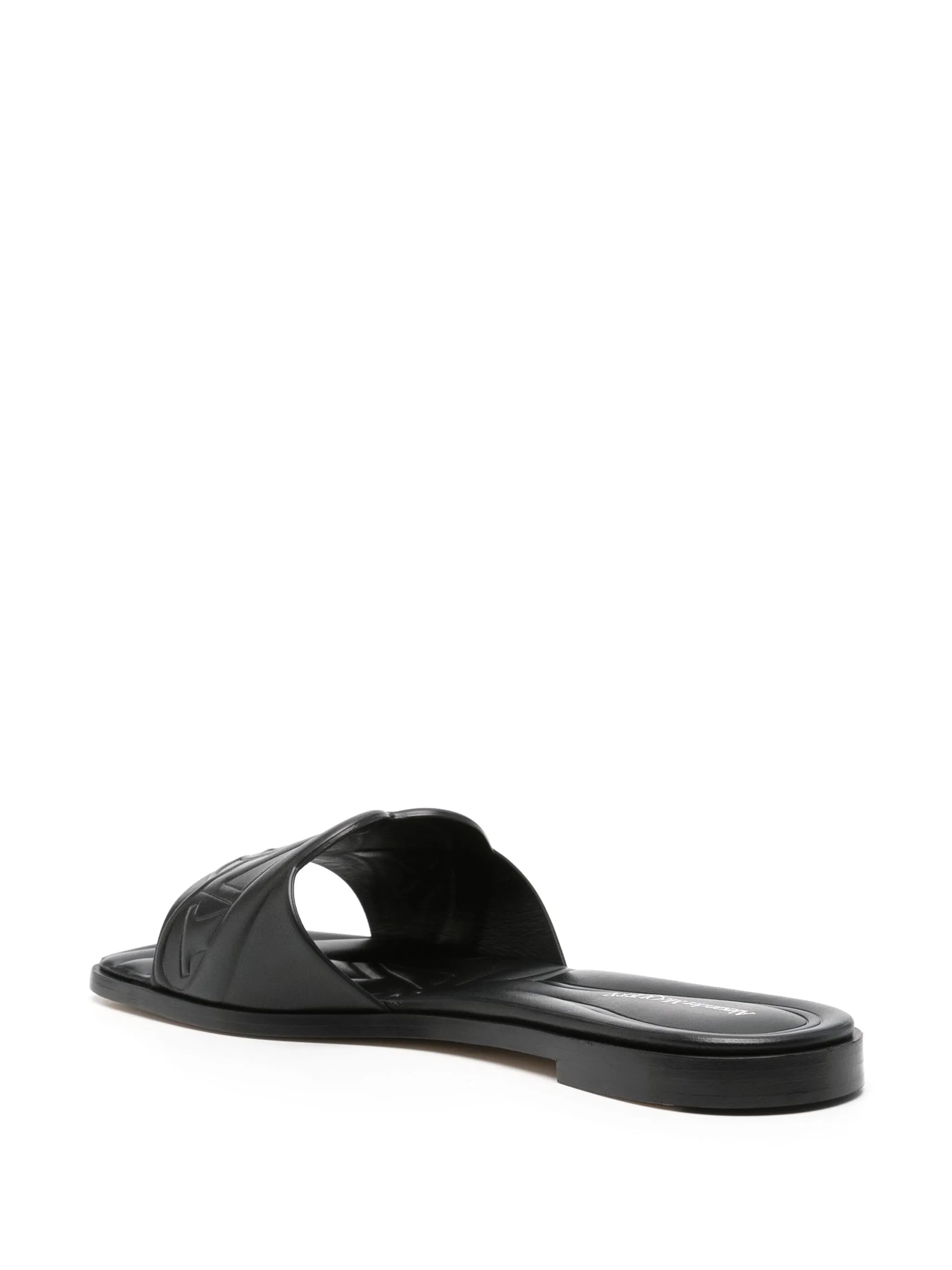 logo-embossed leather sandals