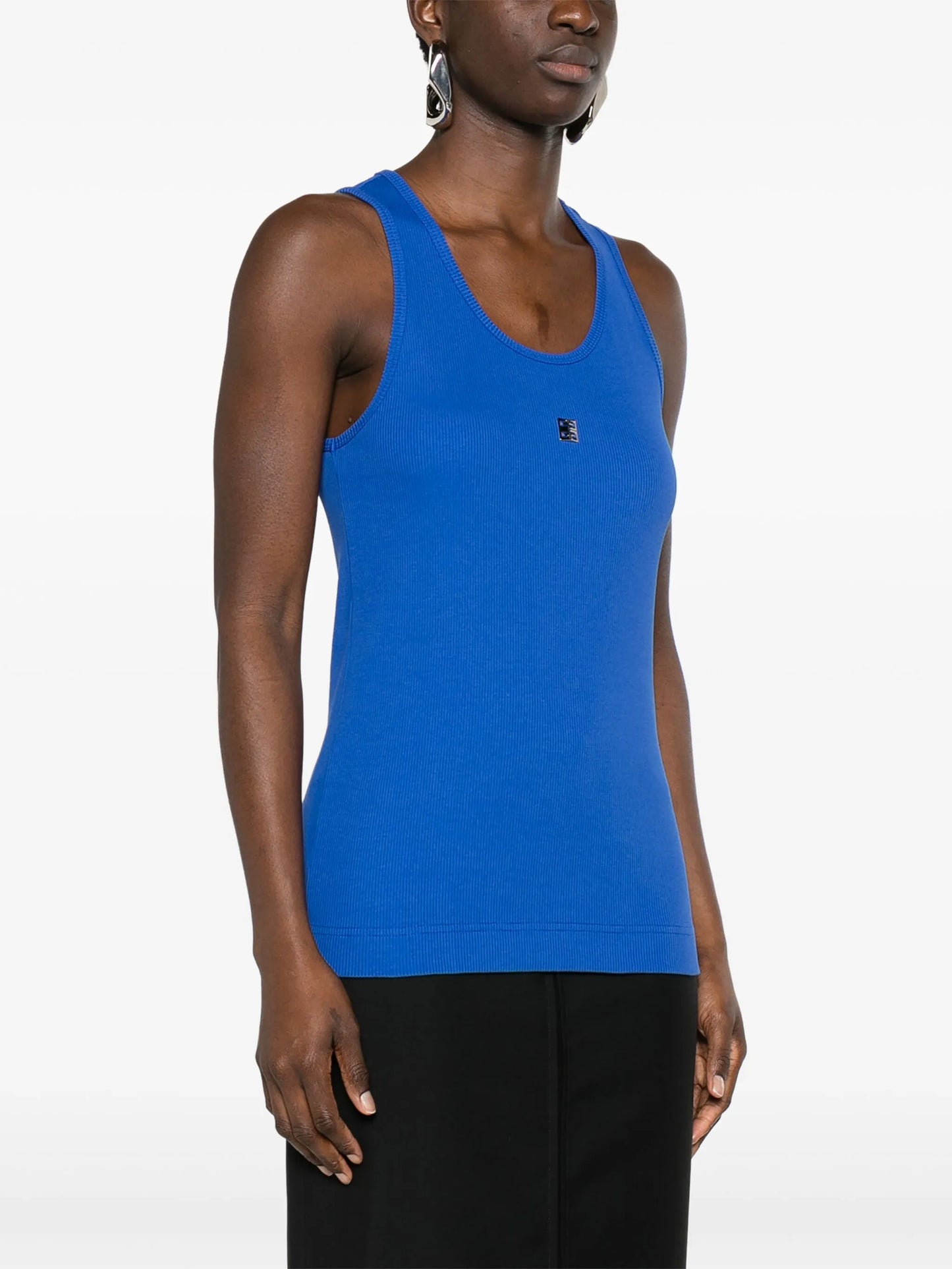 4G-plaque ribbed tank top