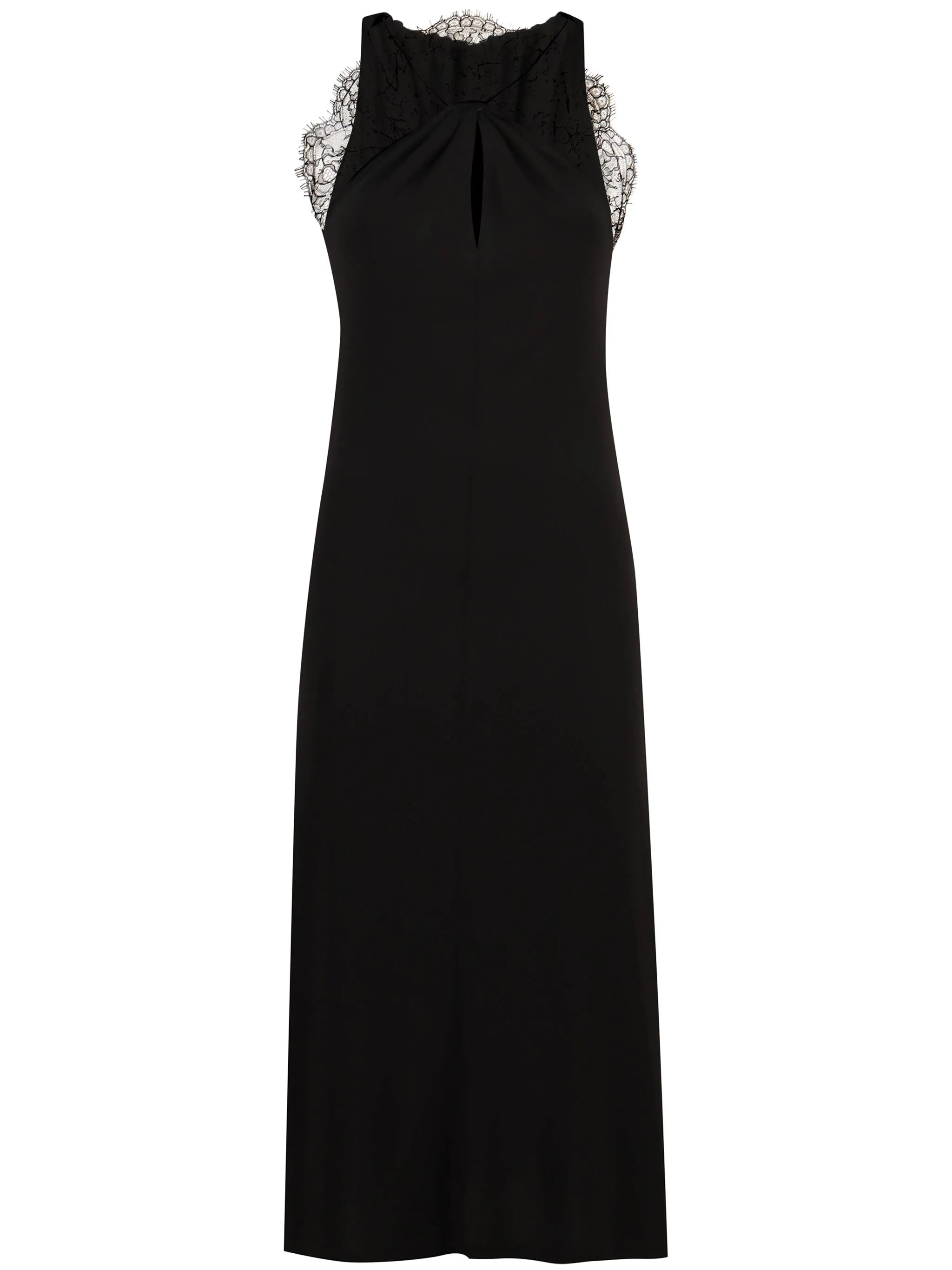 lace-appliqué halterneck midi dress