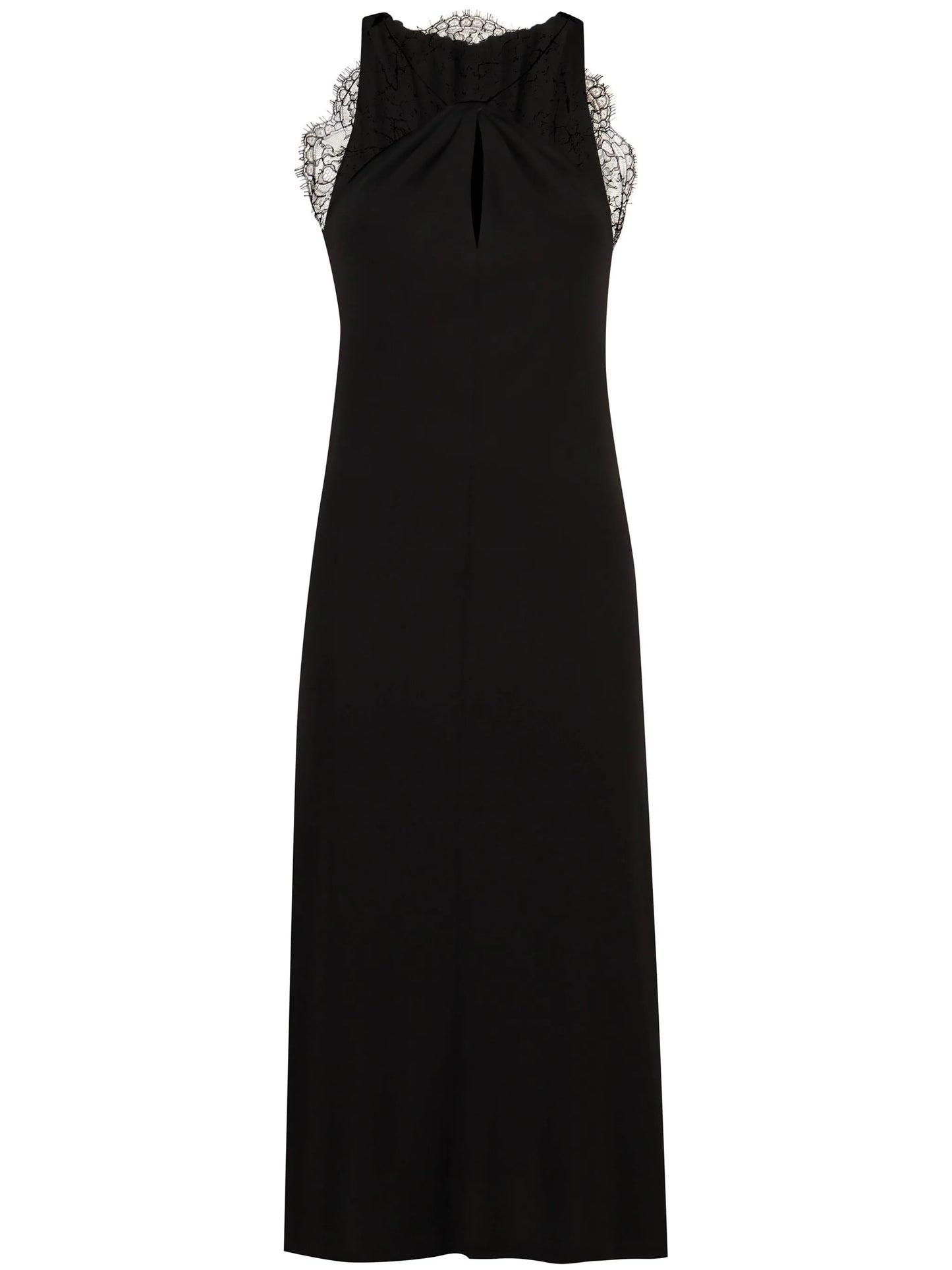 lace-appliqué halterneck midi dress