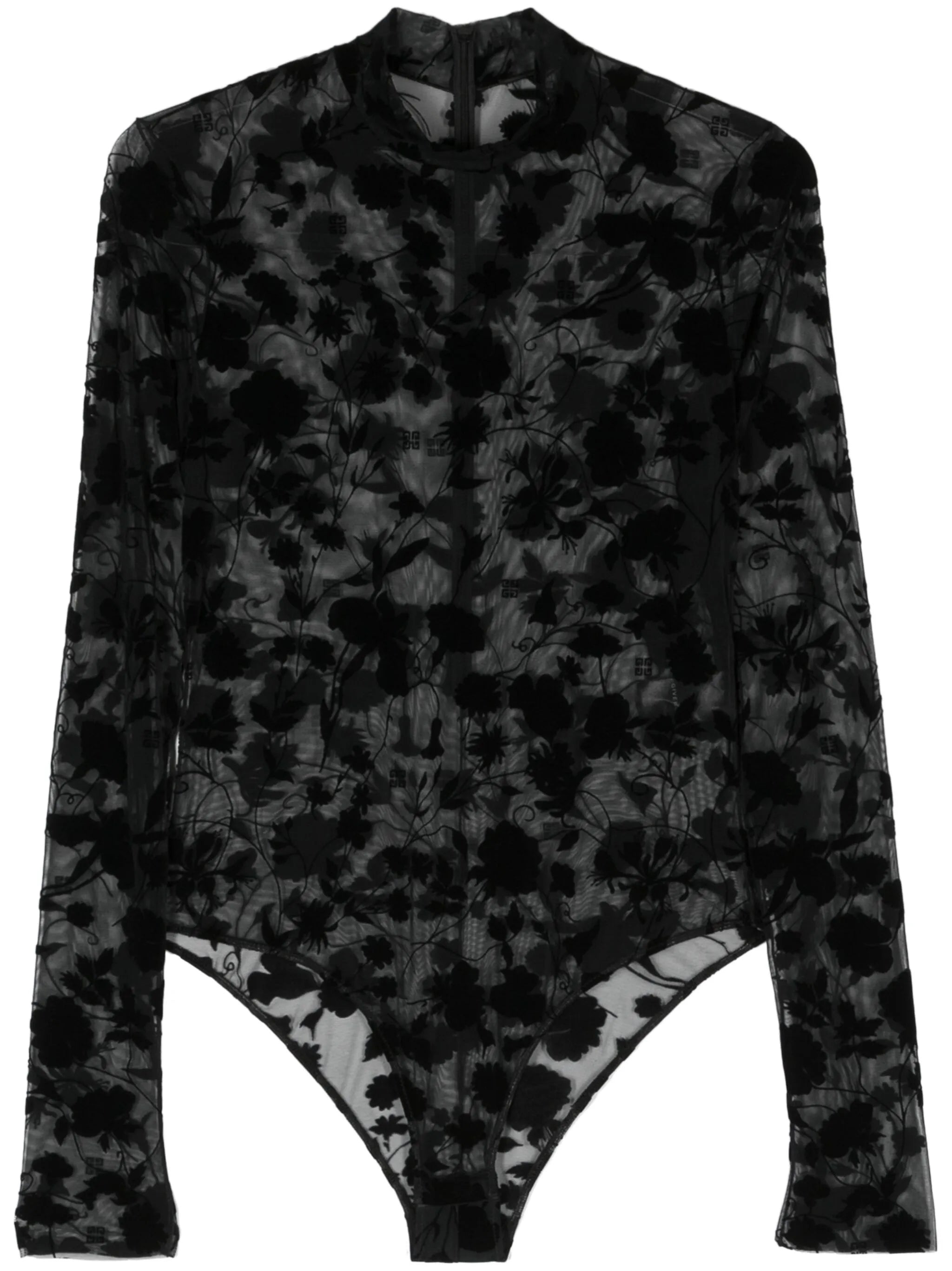 floral-flocked mesh body