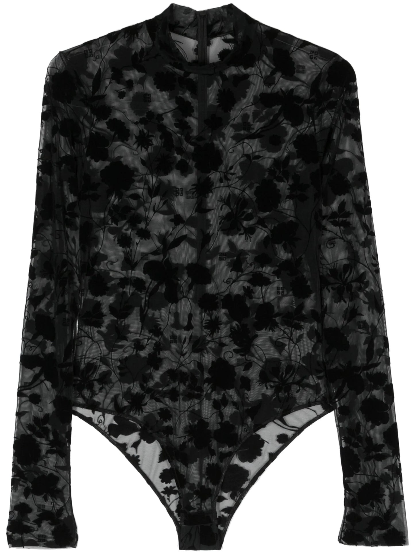 floral-flocked mesh body