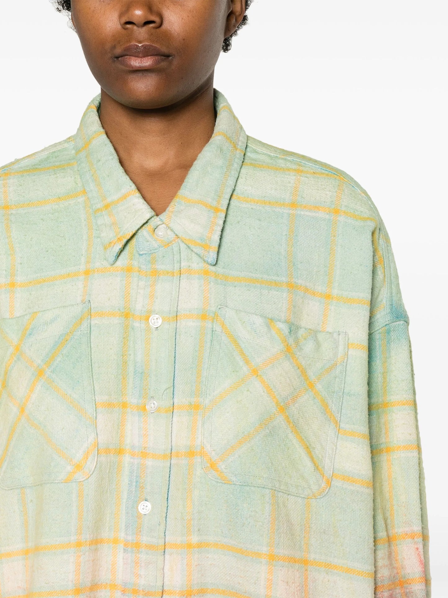 checked drop-shoulder shirt