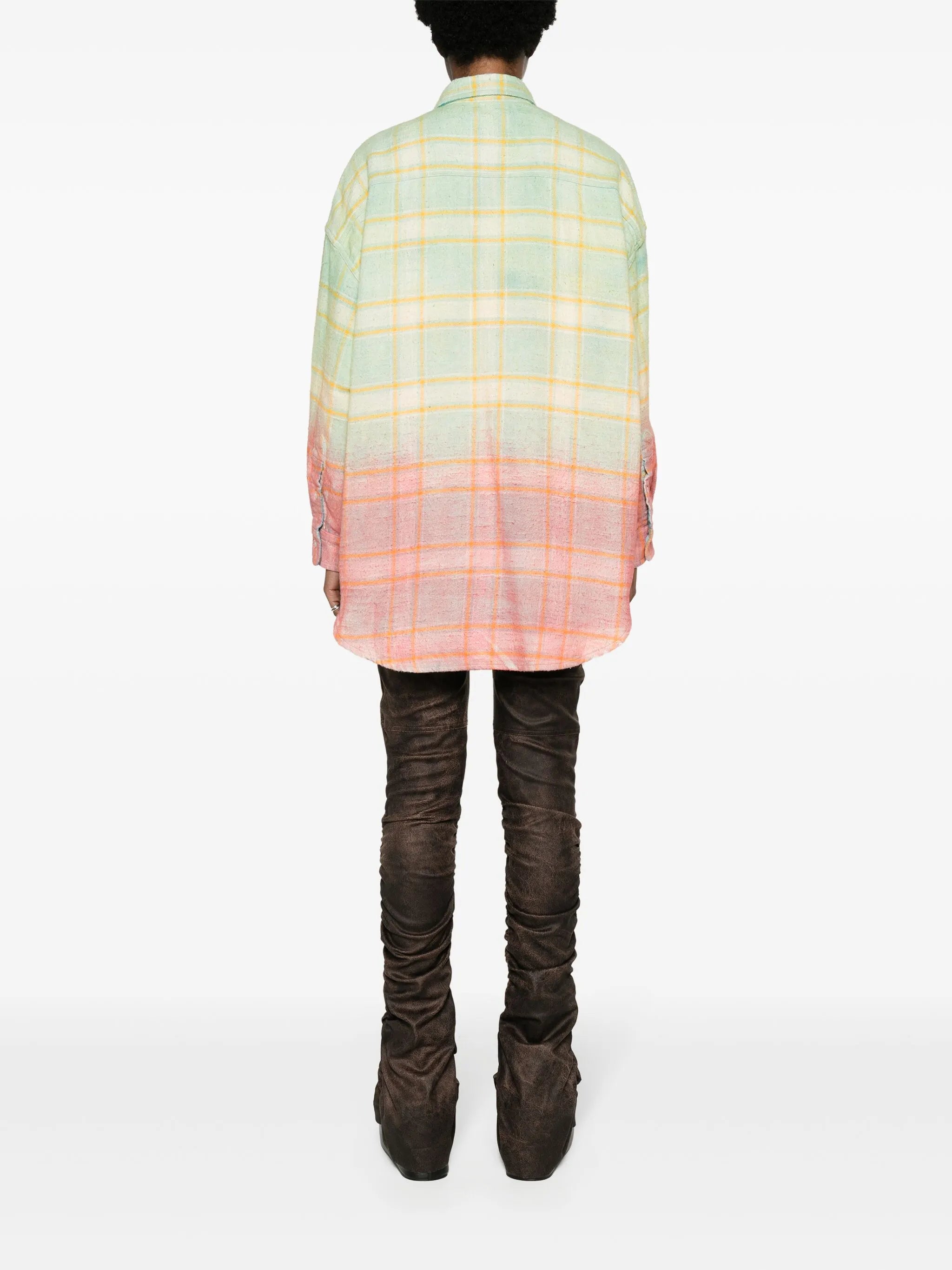 checked drop-shoulder shirt