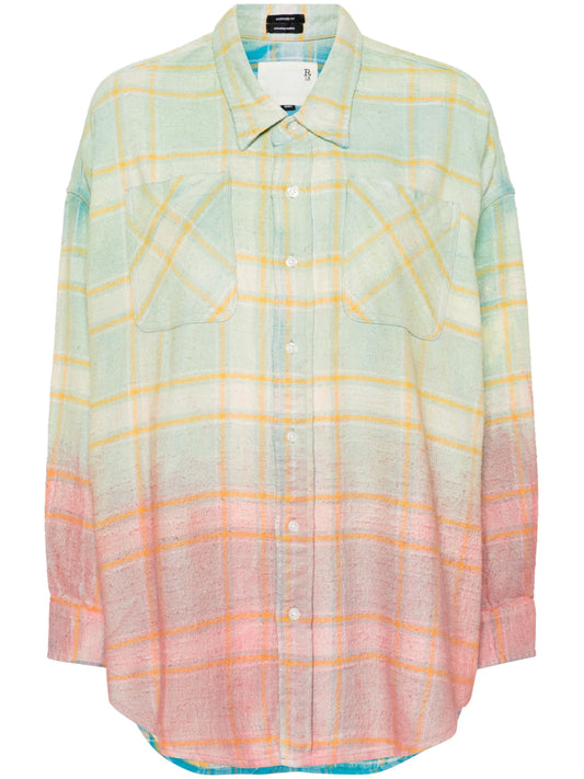 checked drop-shoulder shirt