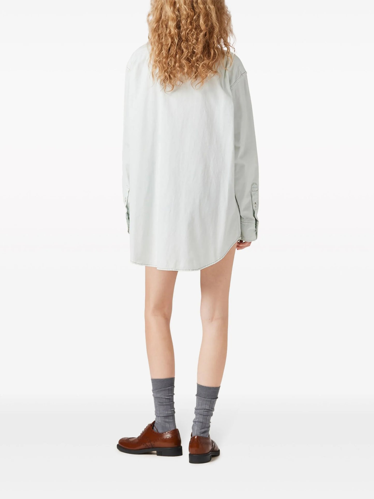logo-embroidered chambray denim shirt