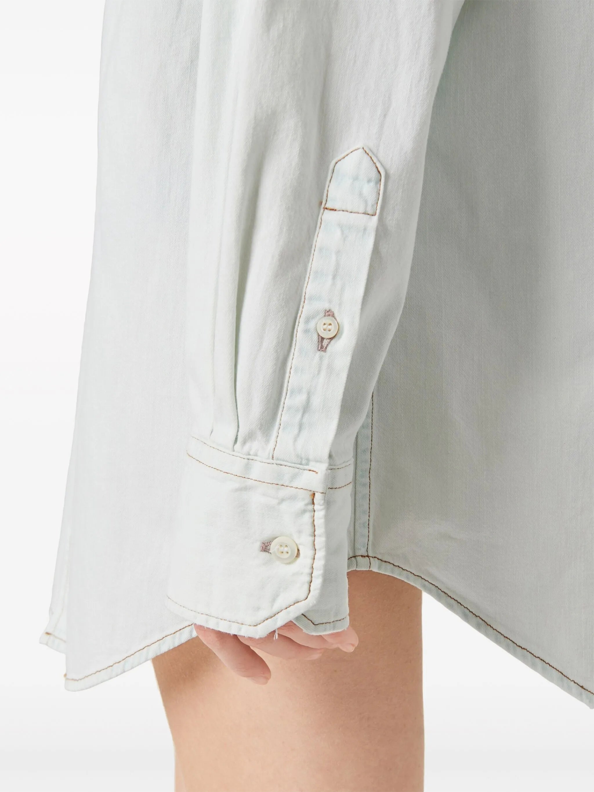logo-embroidered chambray denim shirt