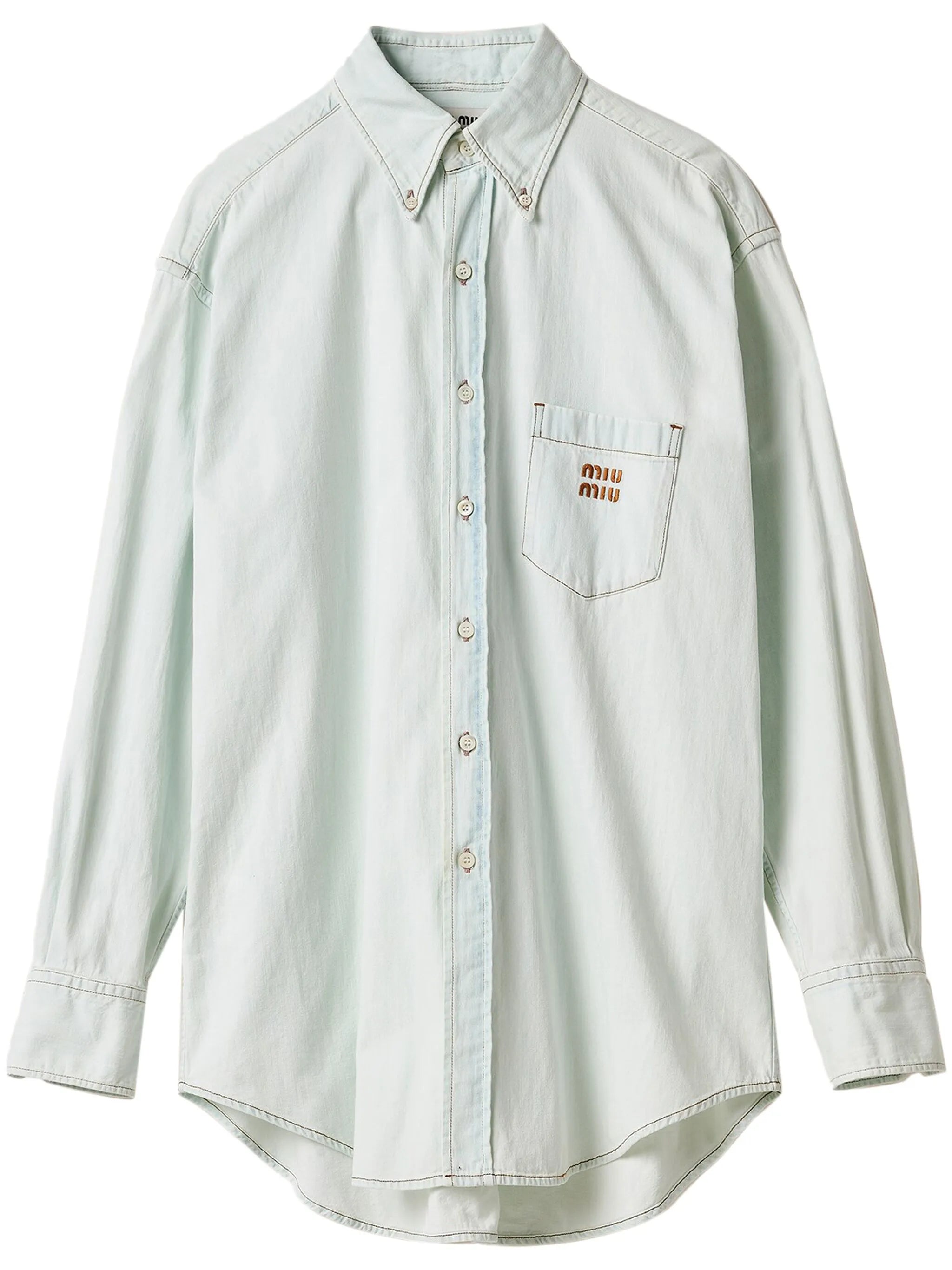 logo-embroidered chambray denim shirt