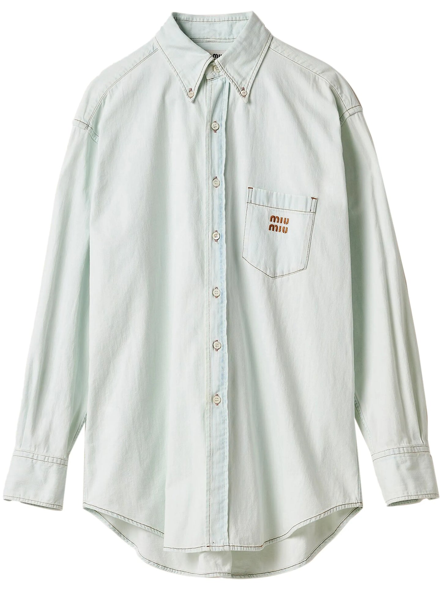 logo-embroidered chambray denim shirt
