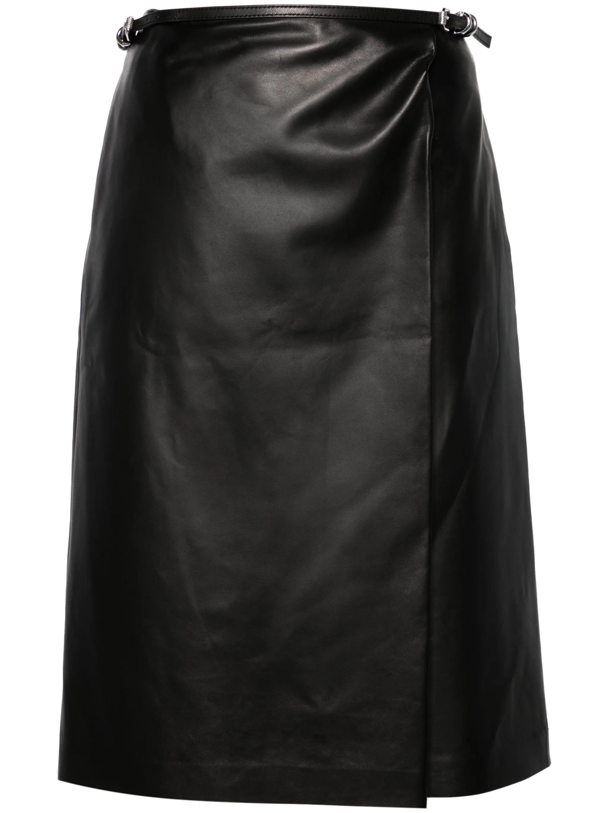 belted leather wrap skirt